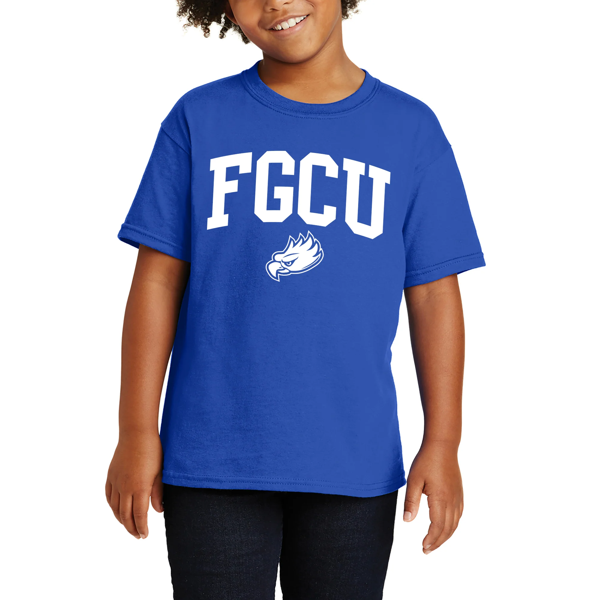 Florida Gulf Coast University Eagles Arch Logo Youth Short Sleeve T Shirt - Royal - Image 4