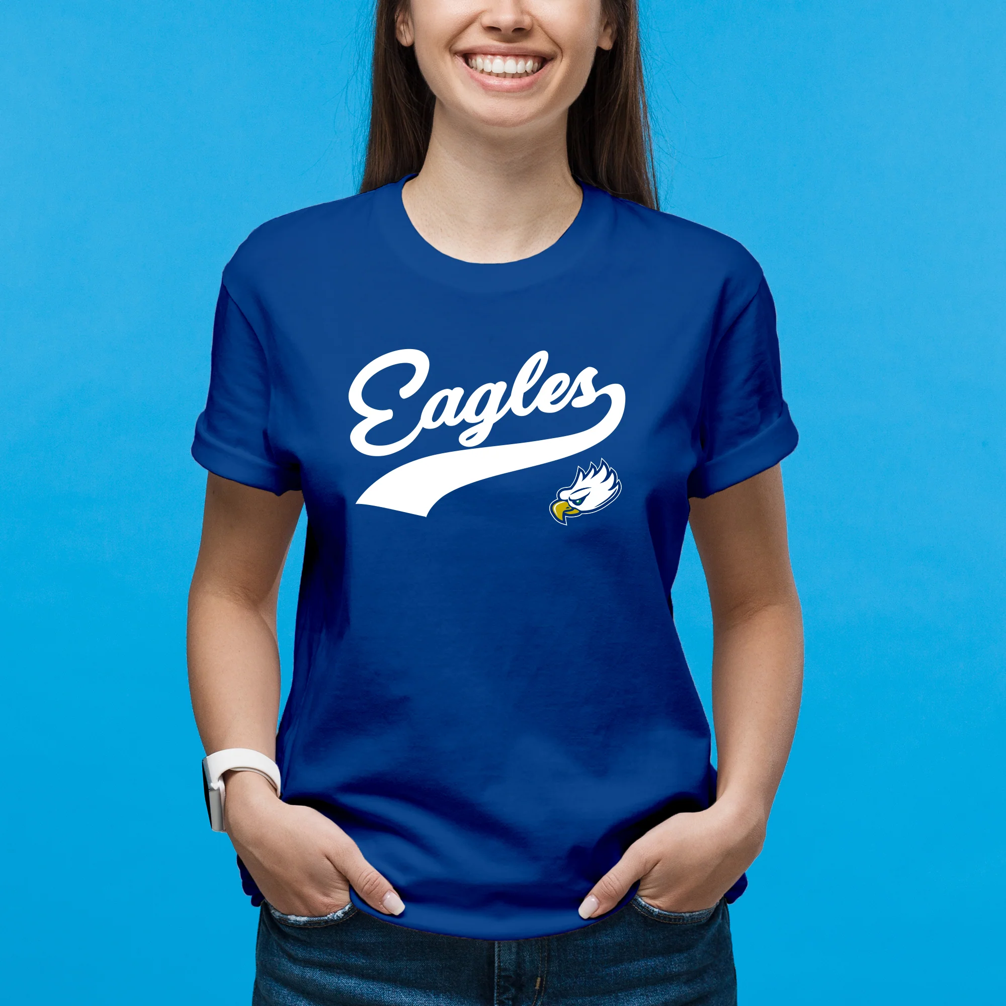 Florida Gulf Coast University Eagles Baseball Jersey Script Short Sleeve T-Shirt - Royal - Image 4