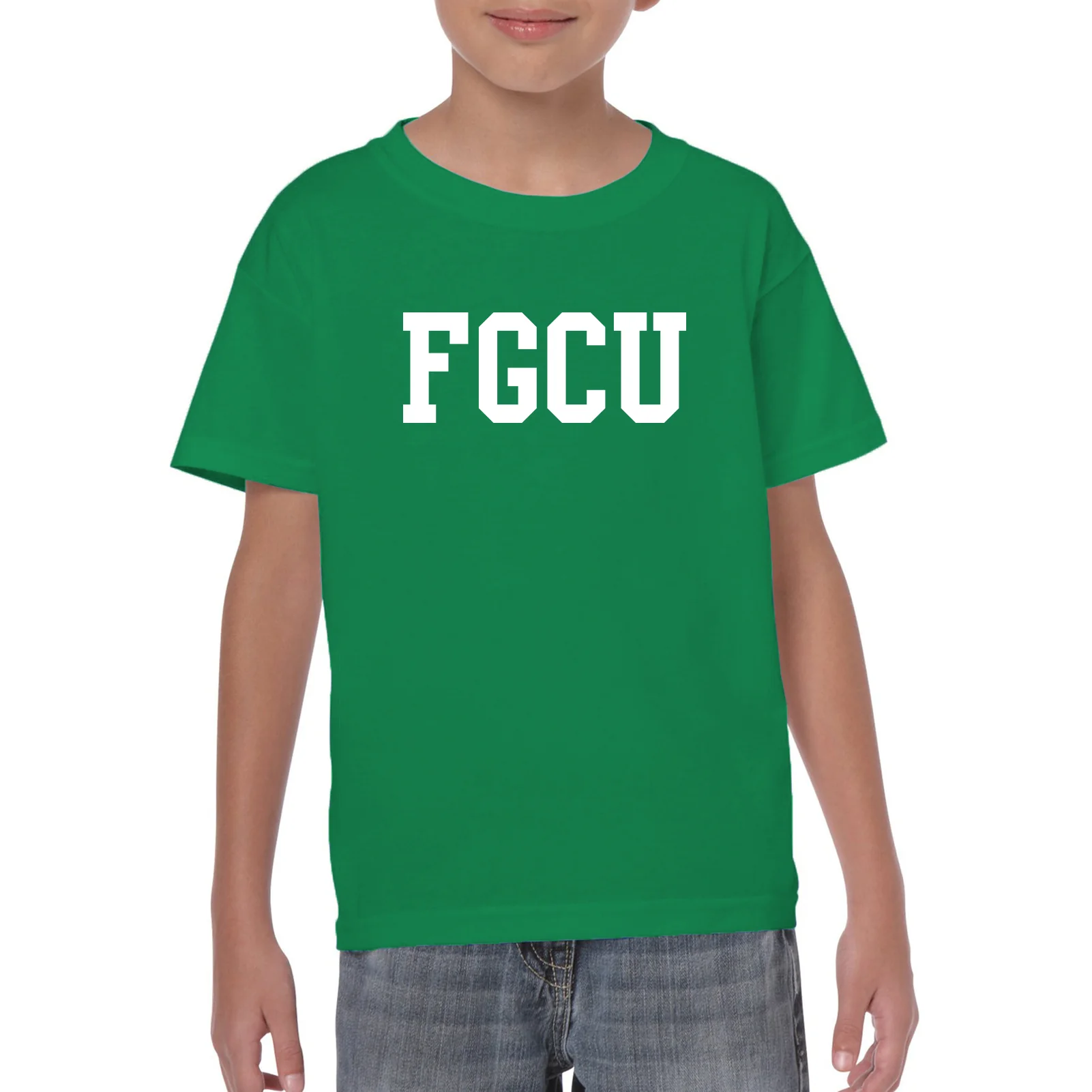 Florida Gulf Coast University Eagles Basic Block Youth Short Sleeve T Shirt - Kelly Green - Image 3