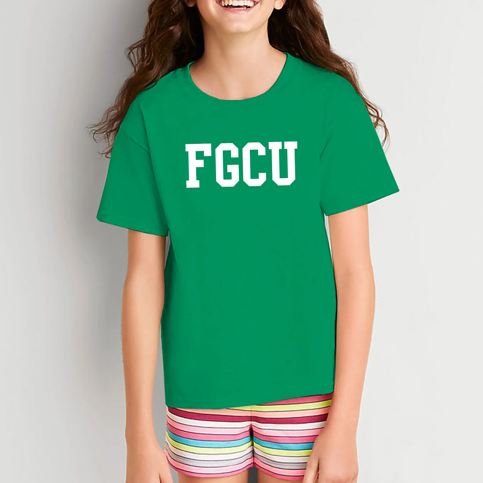 Florida Gulf Coast University Eagles Basic Block Youth Short Sleeve T Shirt - Kelly Green - Image 4