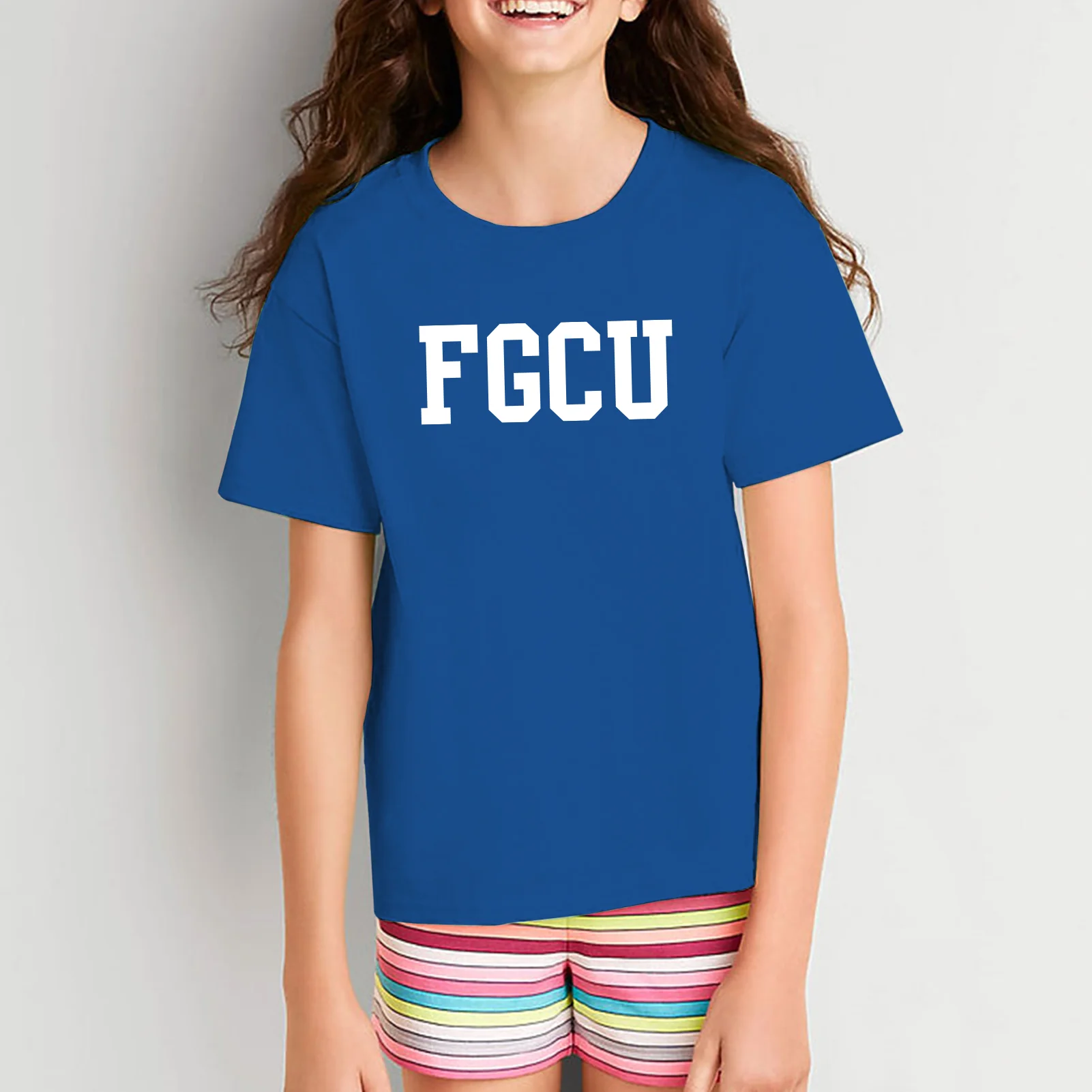 Florida Gulf Coast University Eagles Basic Block Youth Short Sleeve T Shirt - Royal Blue - Image 4