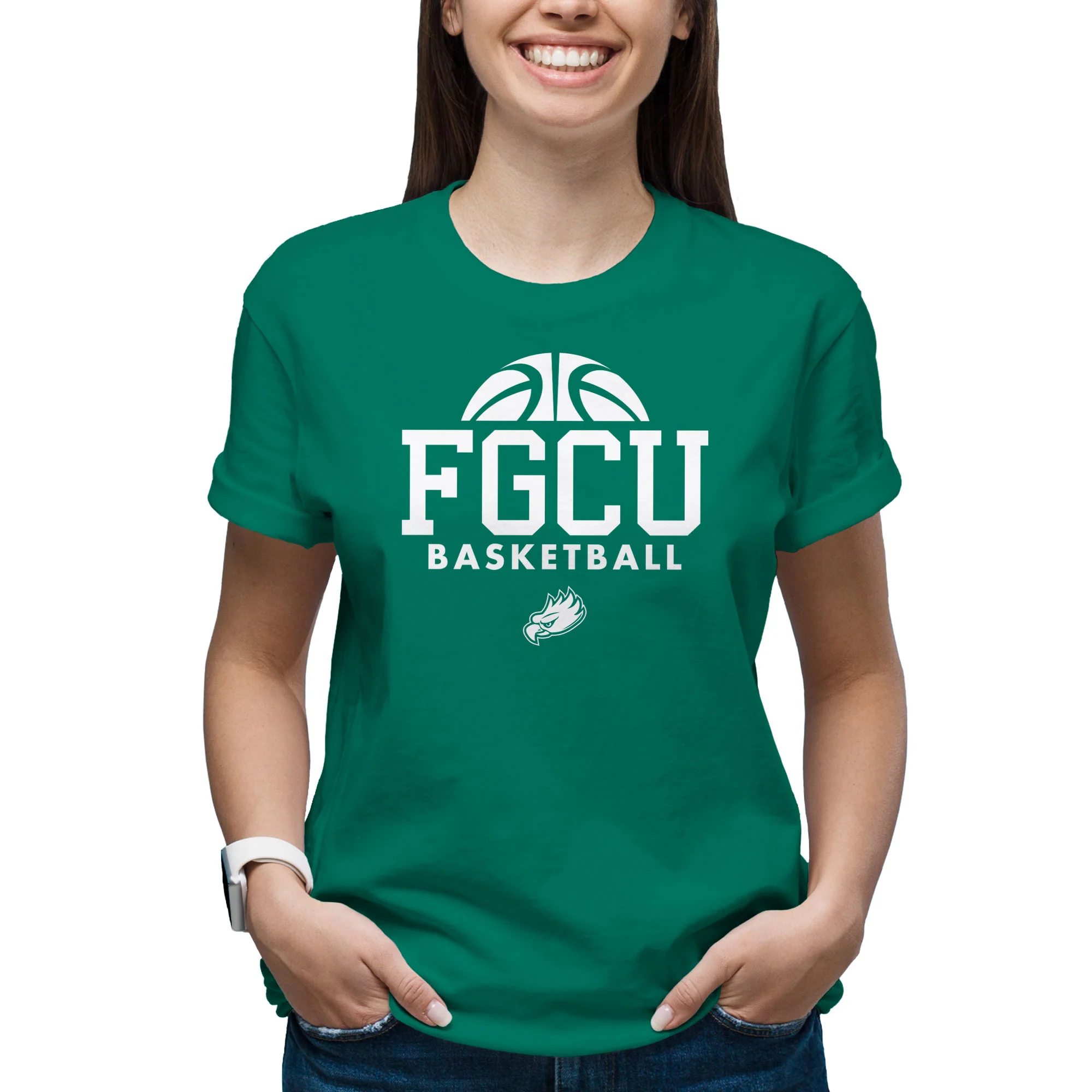 Florida Gulf Coast University Eagles Basketball Hype Short Sleeve T Shirt - Kelly Green - Image 3