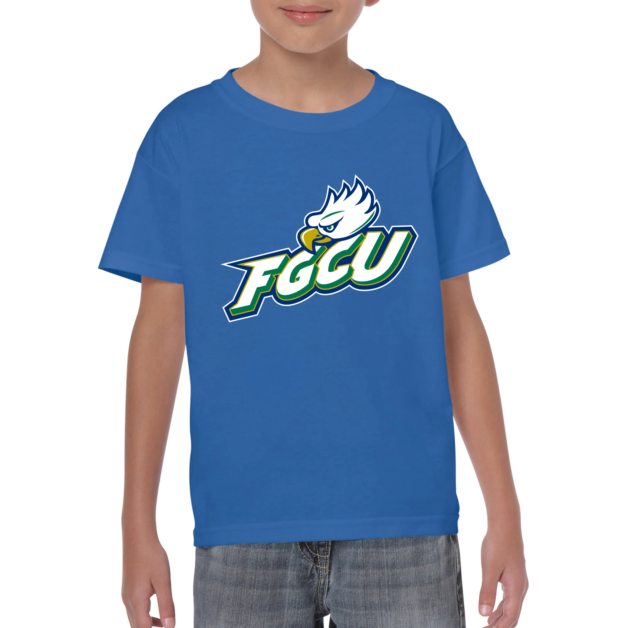FGCU Florida Gulf Coast University Eagles Primary Logo Youth Short Sleeve T-Shirt - Royal - Image 3