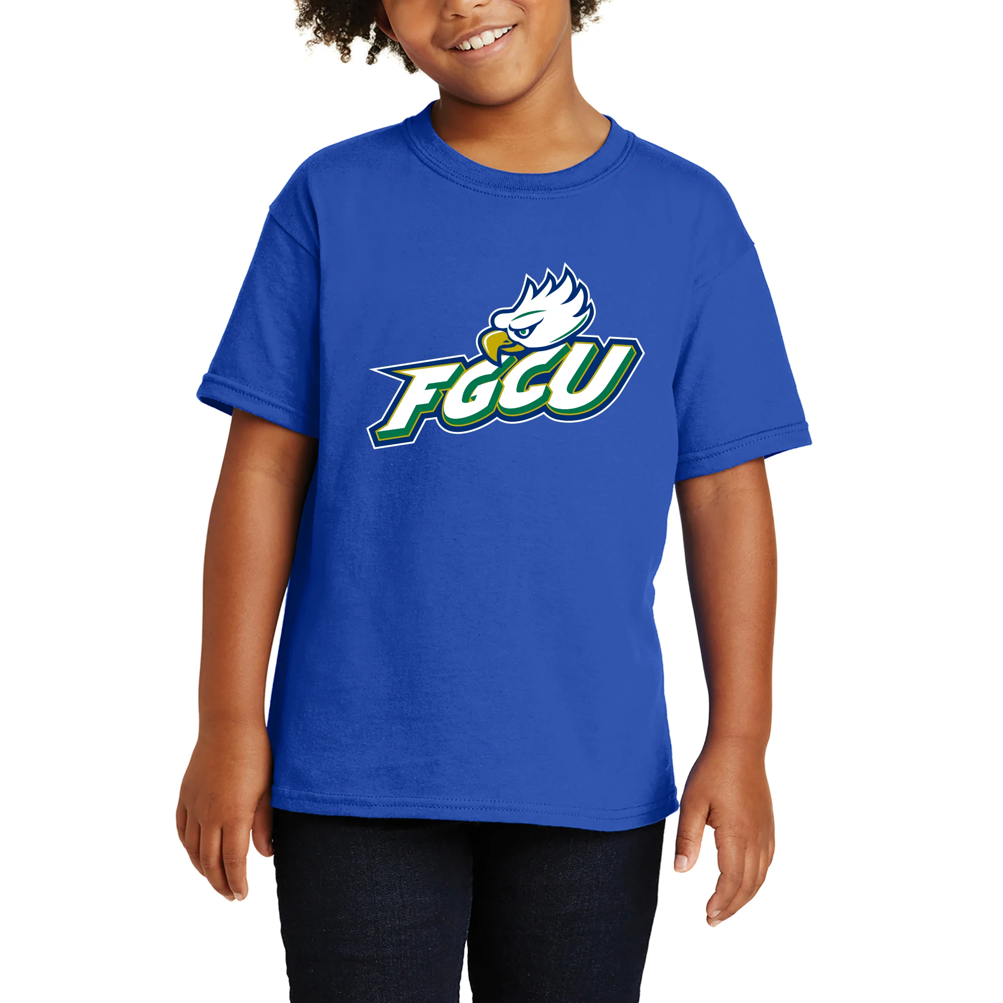 FGCU Florida Gulf Coast University Eagles Primary Logo Youth Short Sleeve T-Shirt - Royal - Image 4