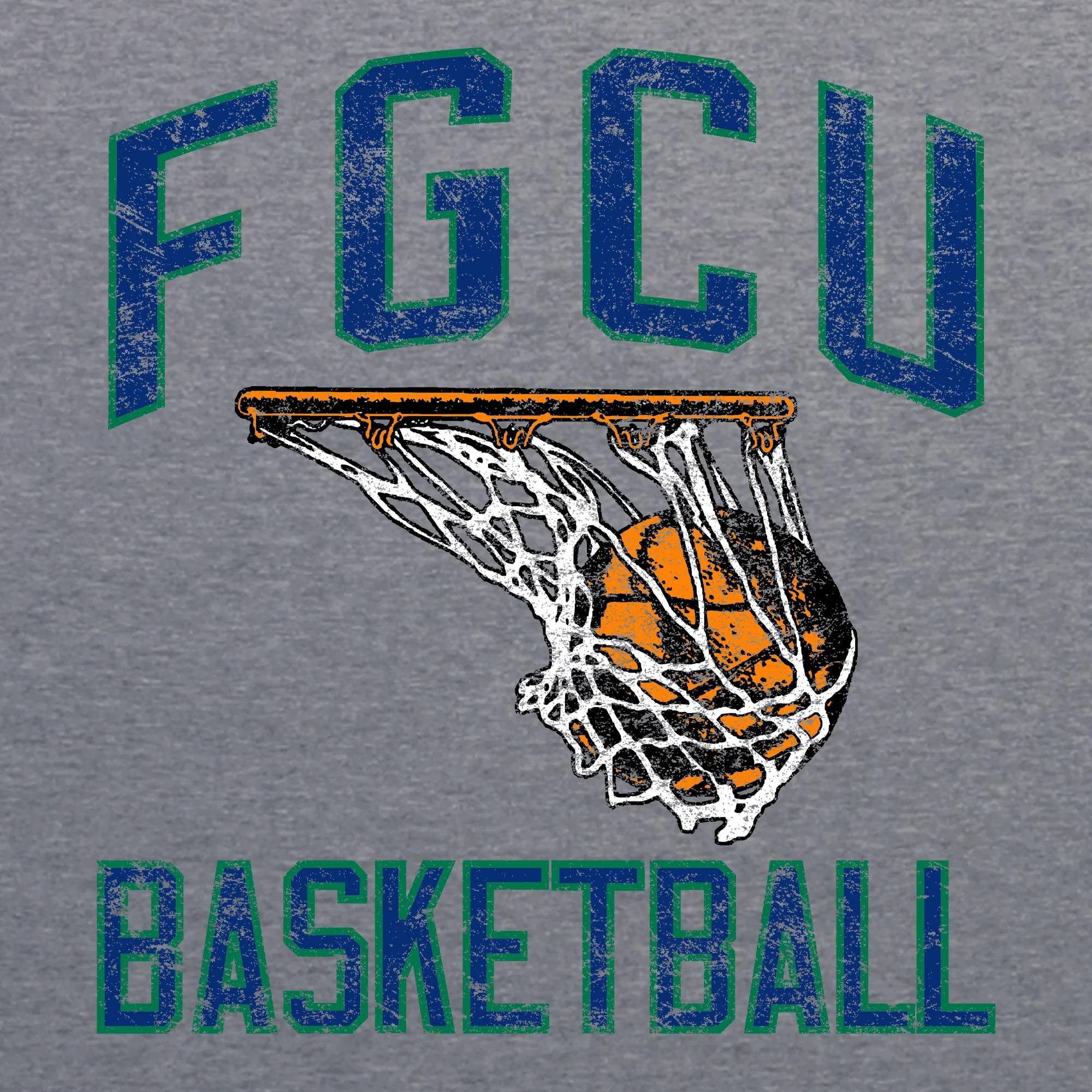 Florida Gulf Coast University Eagles Retro Faded Basketball Short Sleeve T Shirt - Premium Heather - Image 2