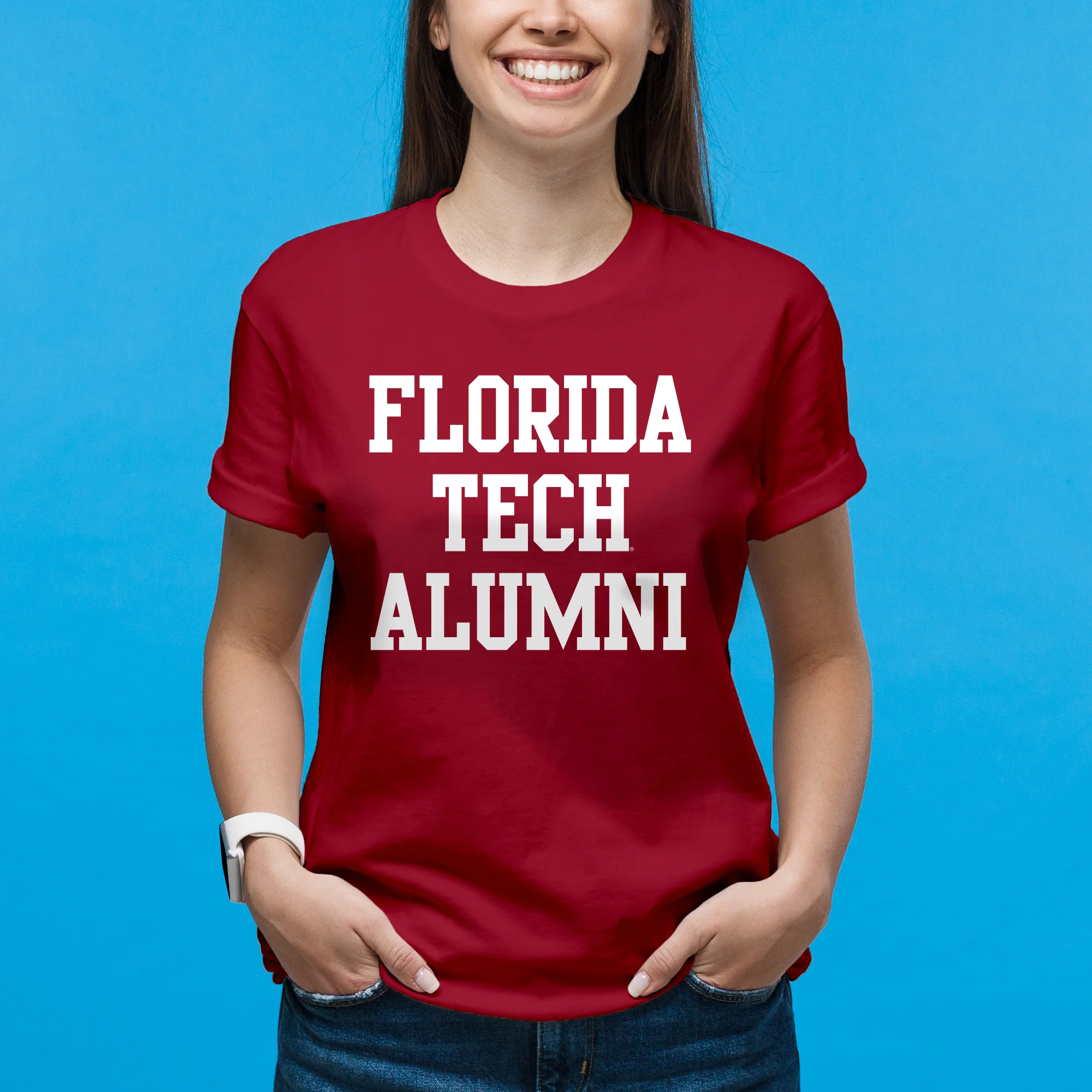 Florida Institute of Technology Panthers Alumni Basic Block Short Sleeve T Shirt - Cardinal - Image 4