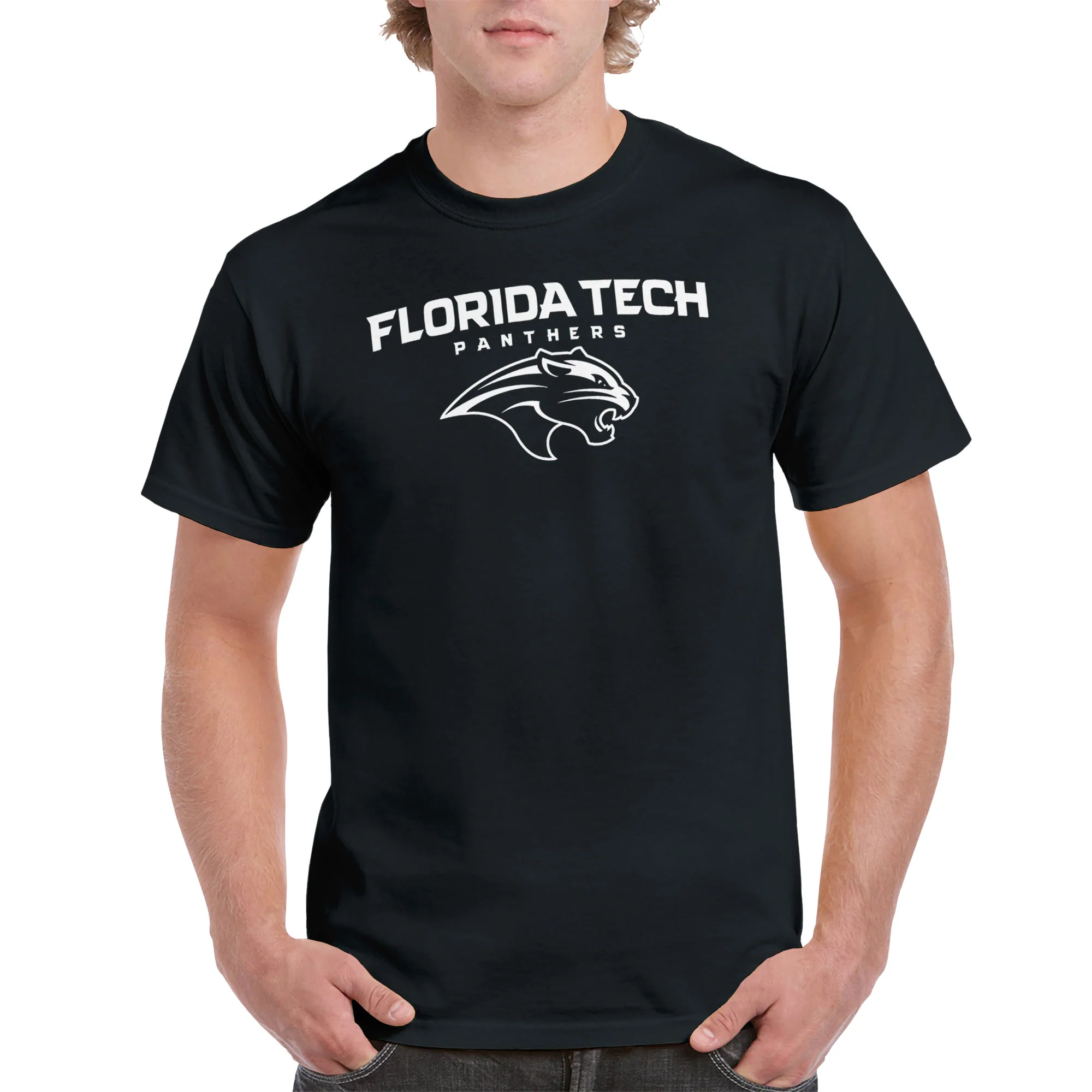 Florida Institute of Technology Panthers Arch Logo Short Sleeve T Shirt - Black - Image 3