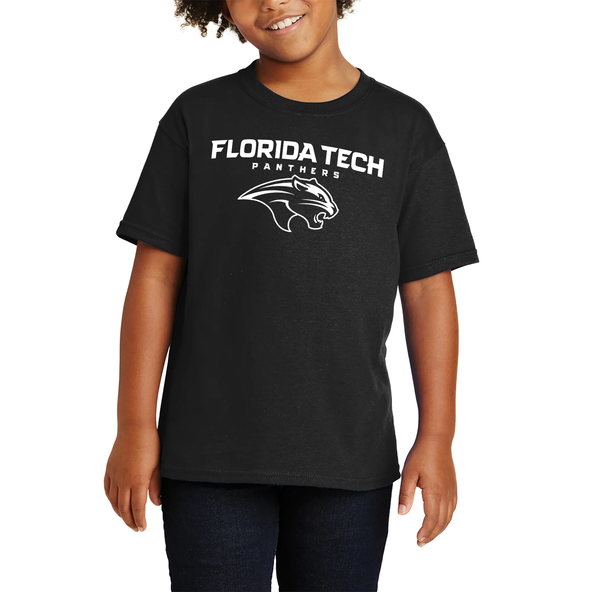 Florida Institute of Technology Panthers Arch Logo Youth T Shirt - Black - Image 3