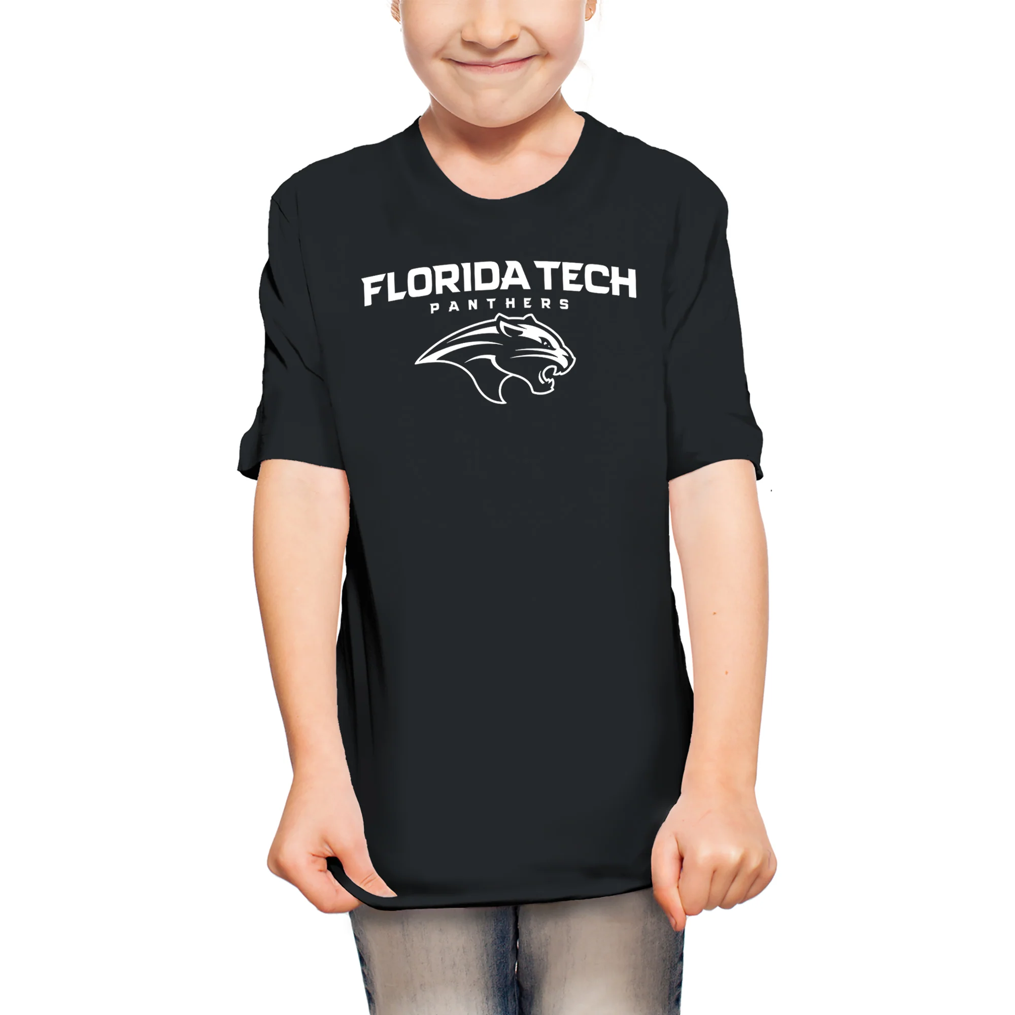 Florida Institute of Technology Panthers Arch Logo Youth T Shirt - Black - Image 4