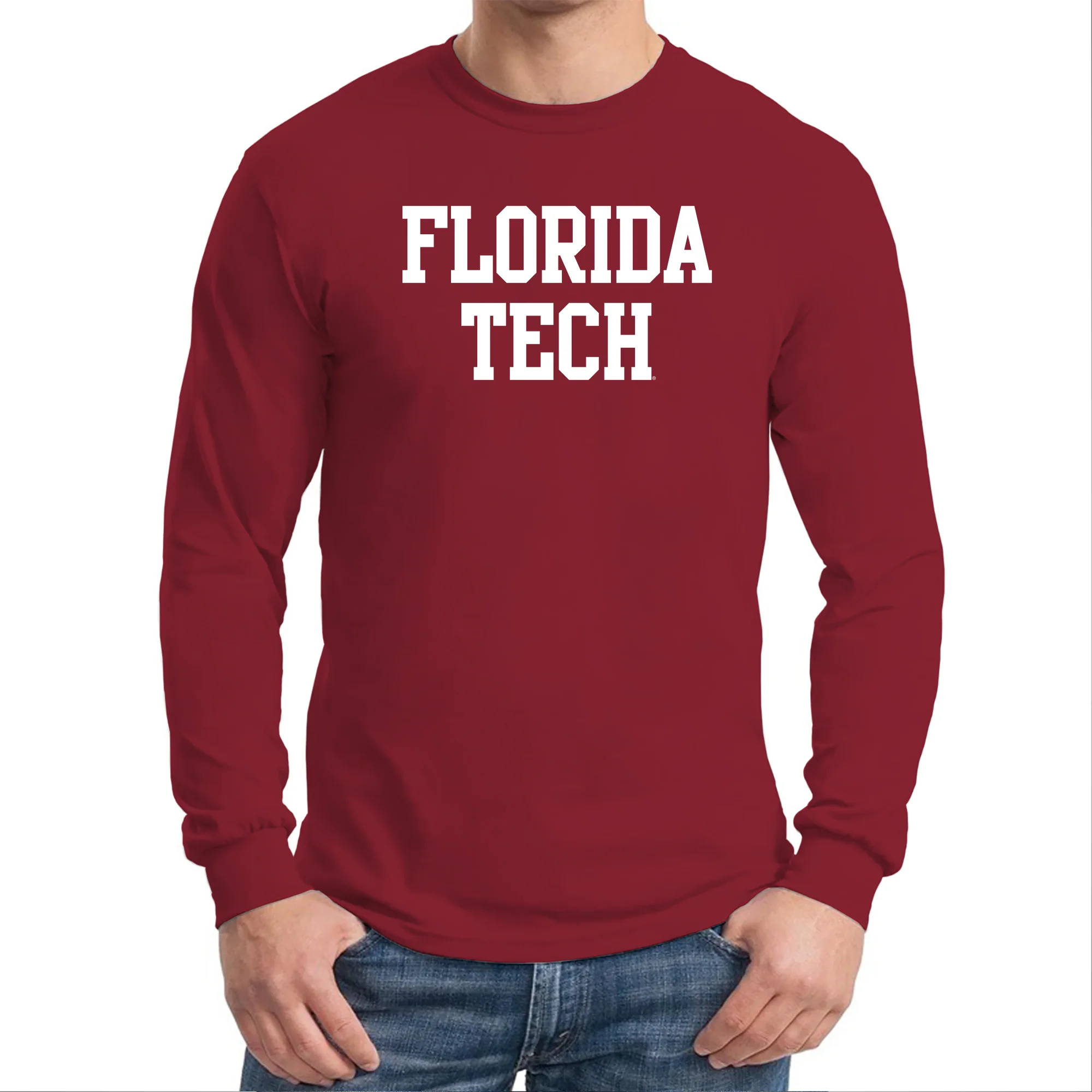 Florida Institute of Technology Panthers Basic Block Long Sleeve T Shirt - Cardinal - Image 3