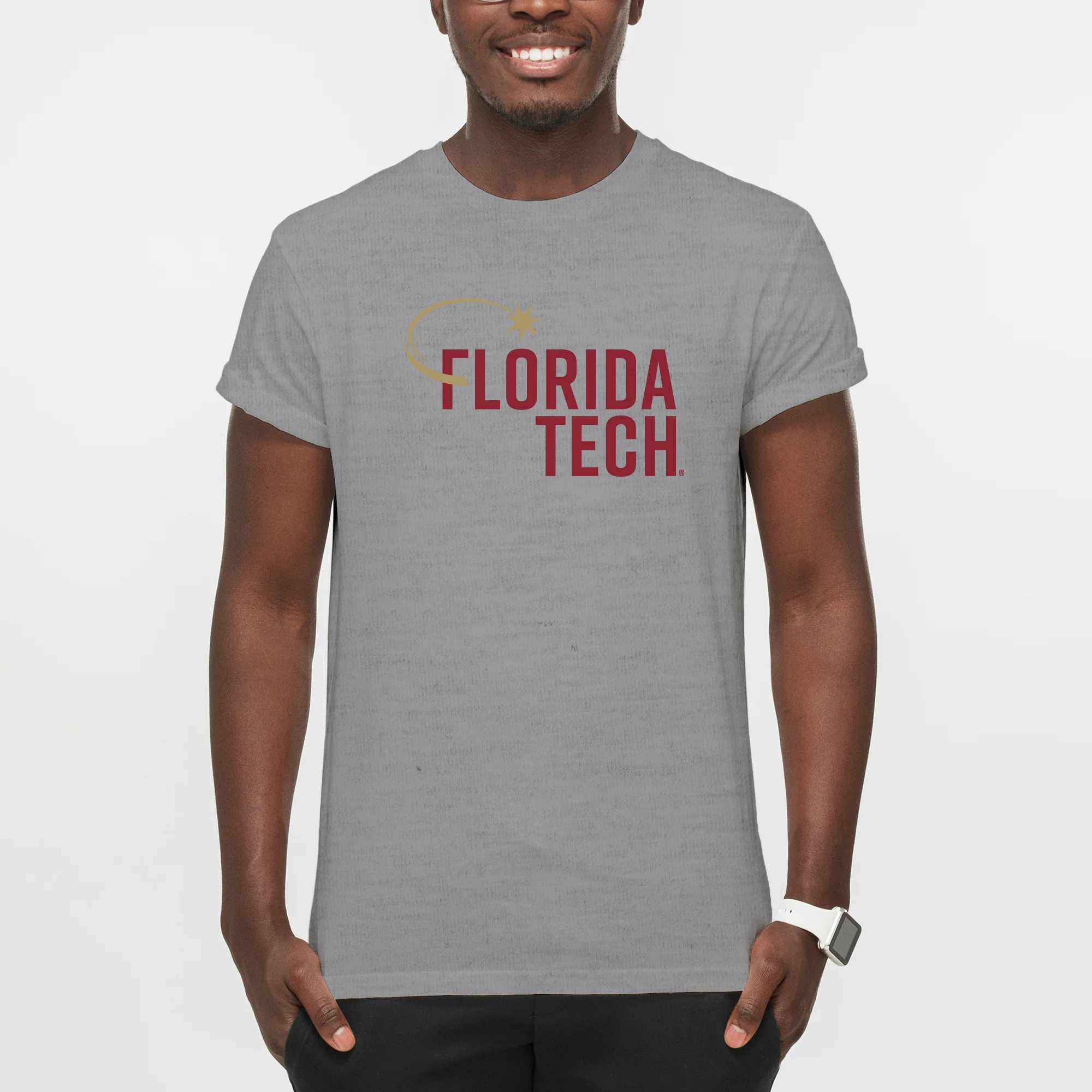 Florida Institute of Technology Panthers Institutional Logo Short Sleeve T Shirt - Sport Grey - Image 3
