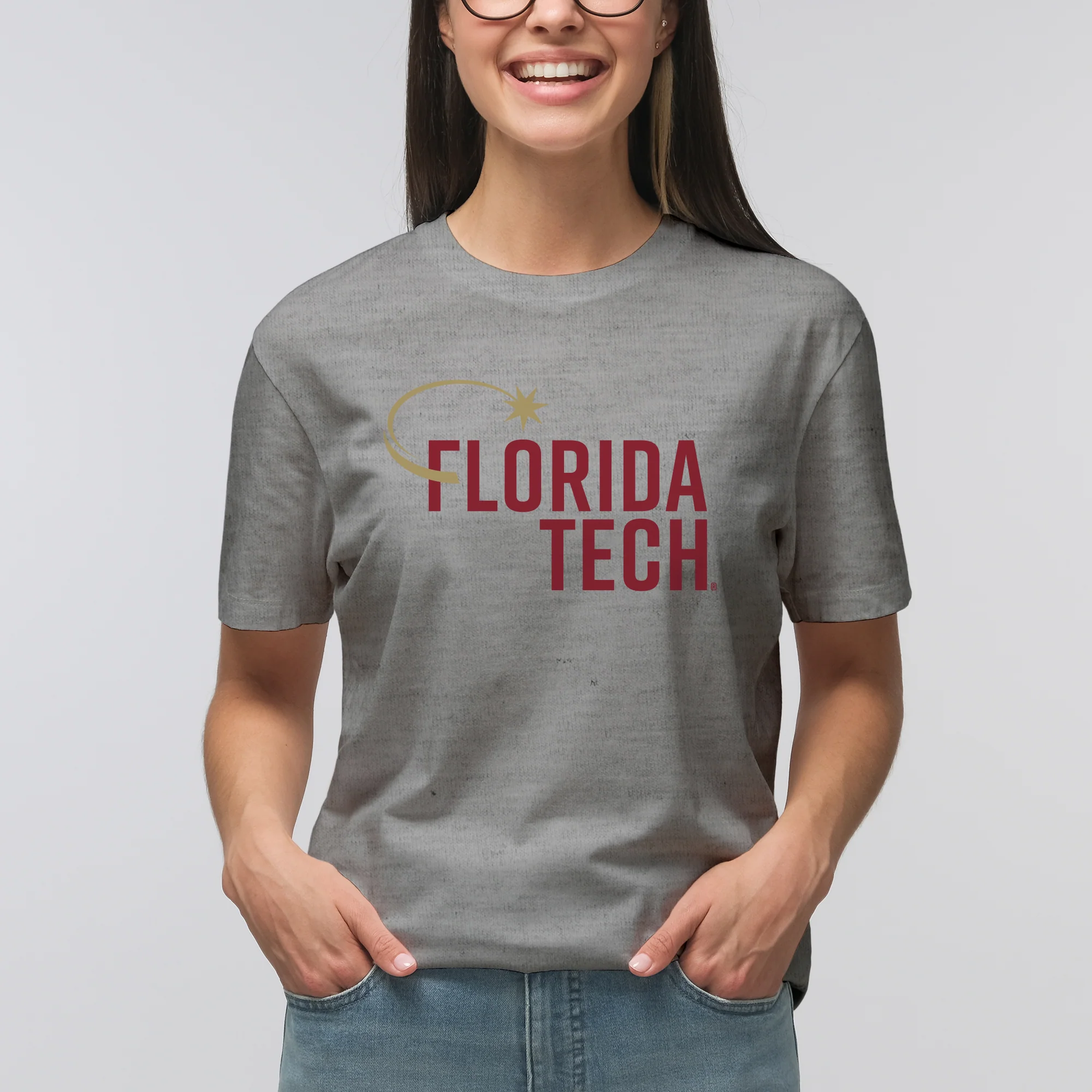 Florida Institute of Technology Panthers Institutional Logo Short Sleeve T Shirt - Sport Grey - Image 4