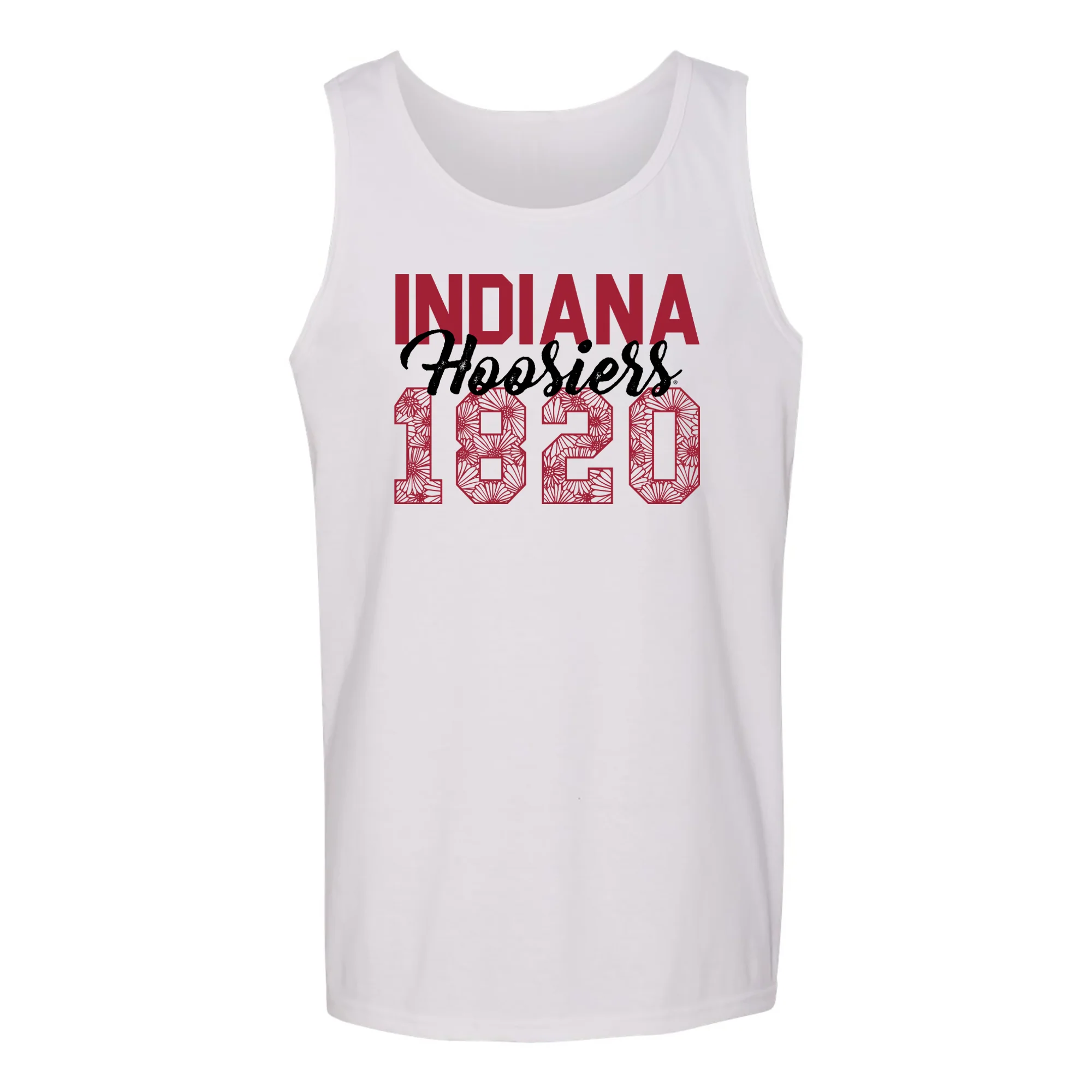 Flower Power Indiana Hoosiers Heavy Cotton Tank Top - White