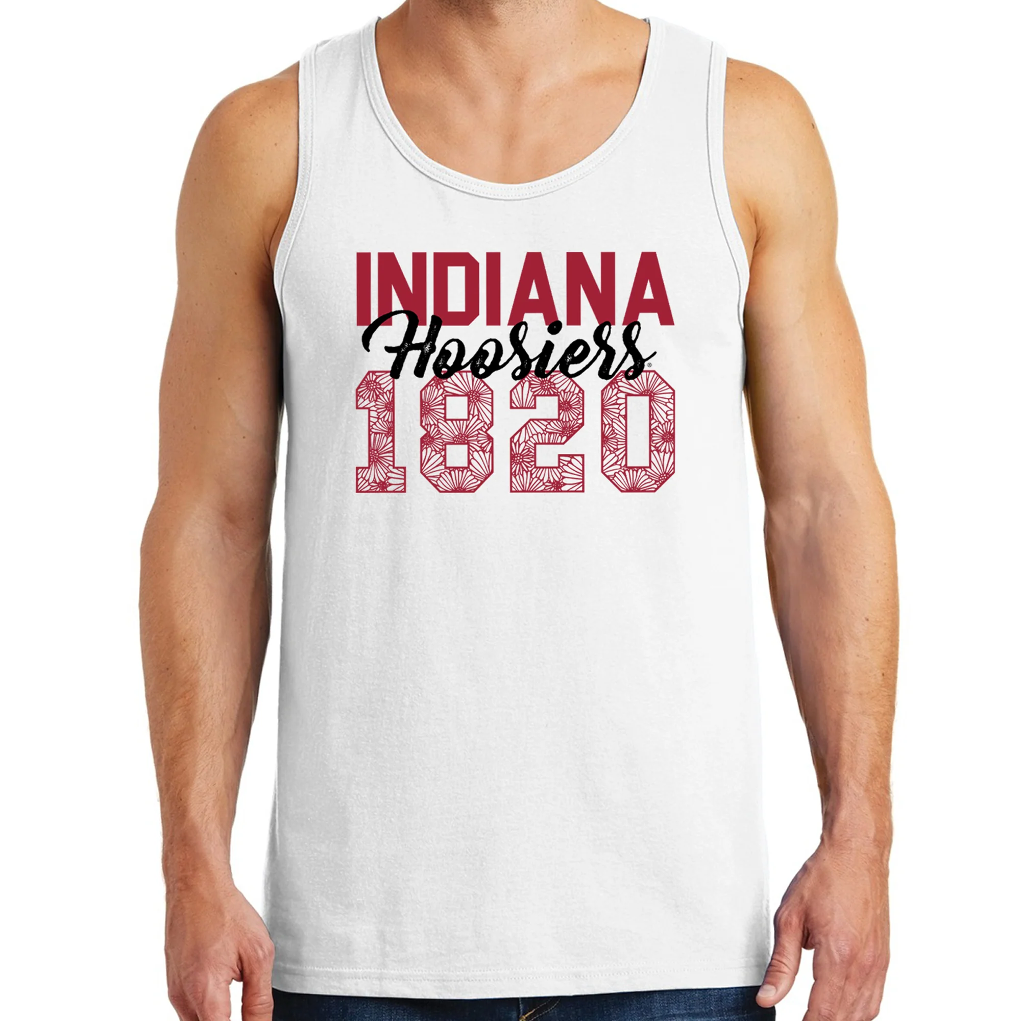 Flower Power Indiana Hoosiers Heavy Cotton Tank Top - White - Image 3
