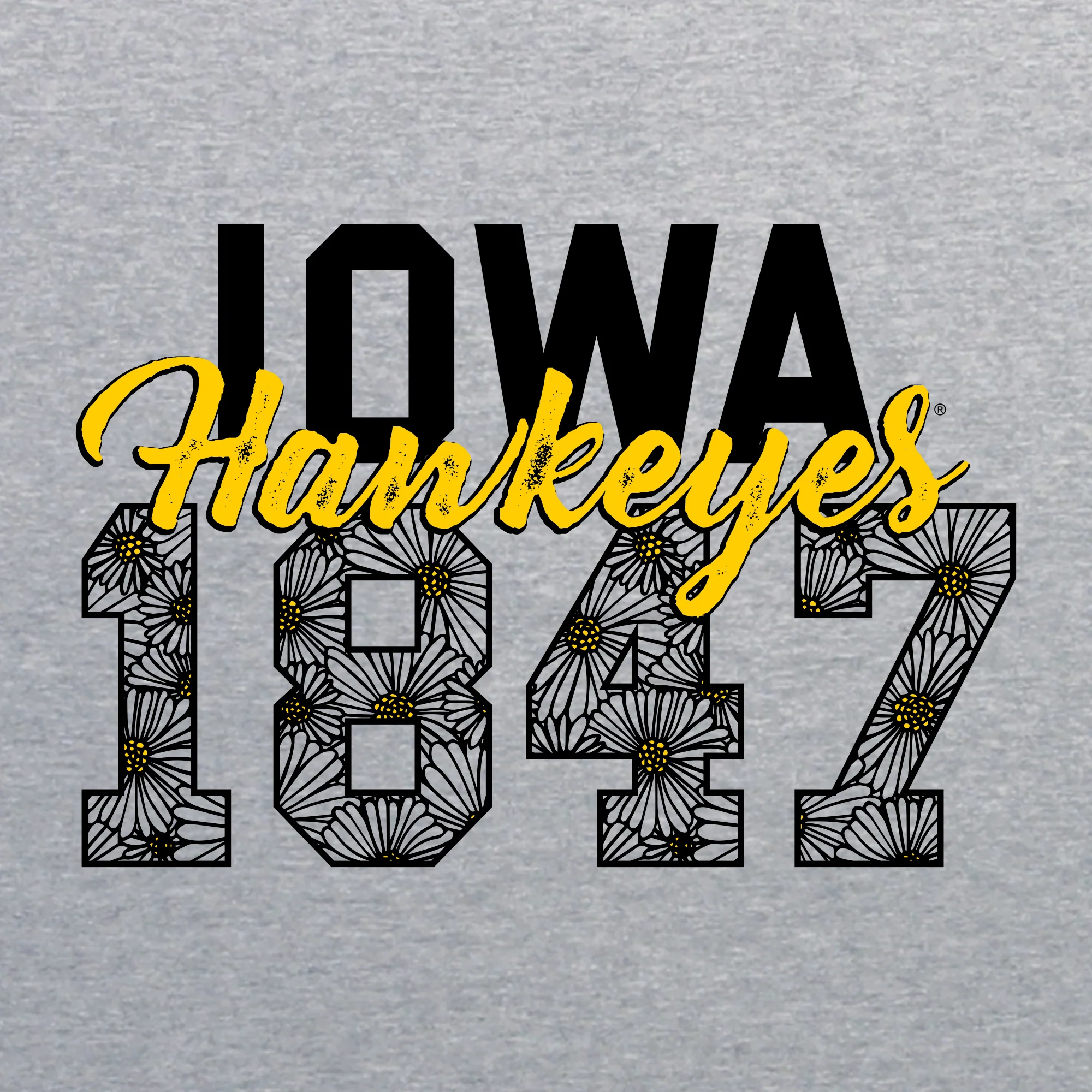 Iowa Hawkeyes Flower Power Heavy Cotton Tank Top - Sport Grey - Image 2