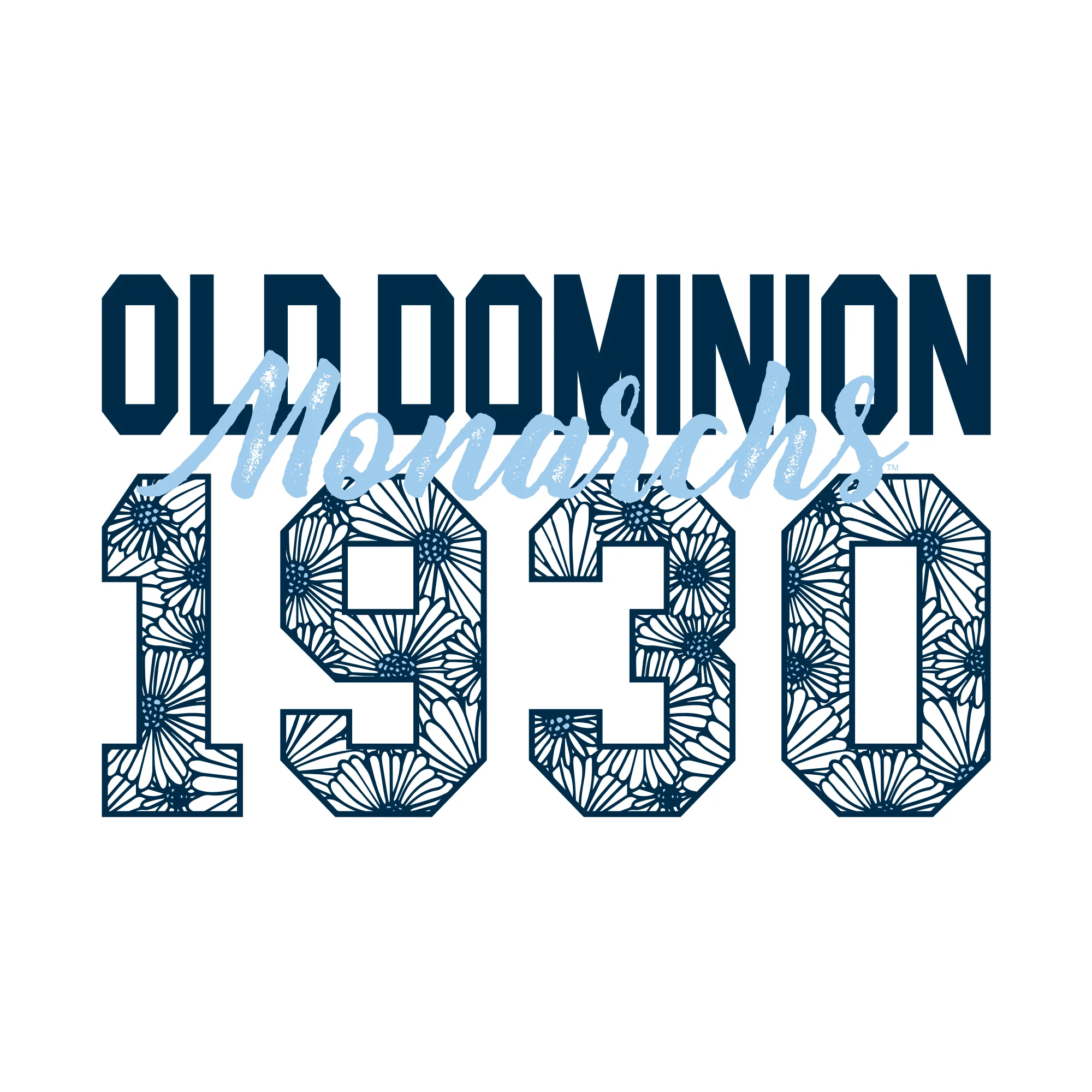 Old Dominion University Monarchs Flower Power Heavy Cotton Tank Top - White - Image 2