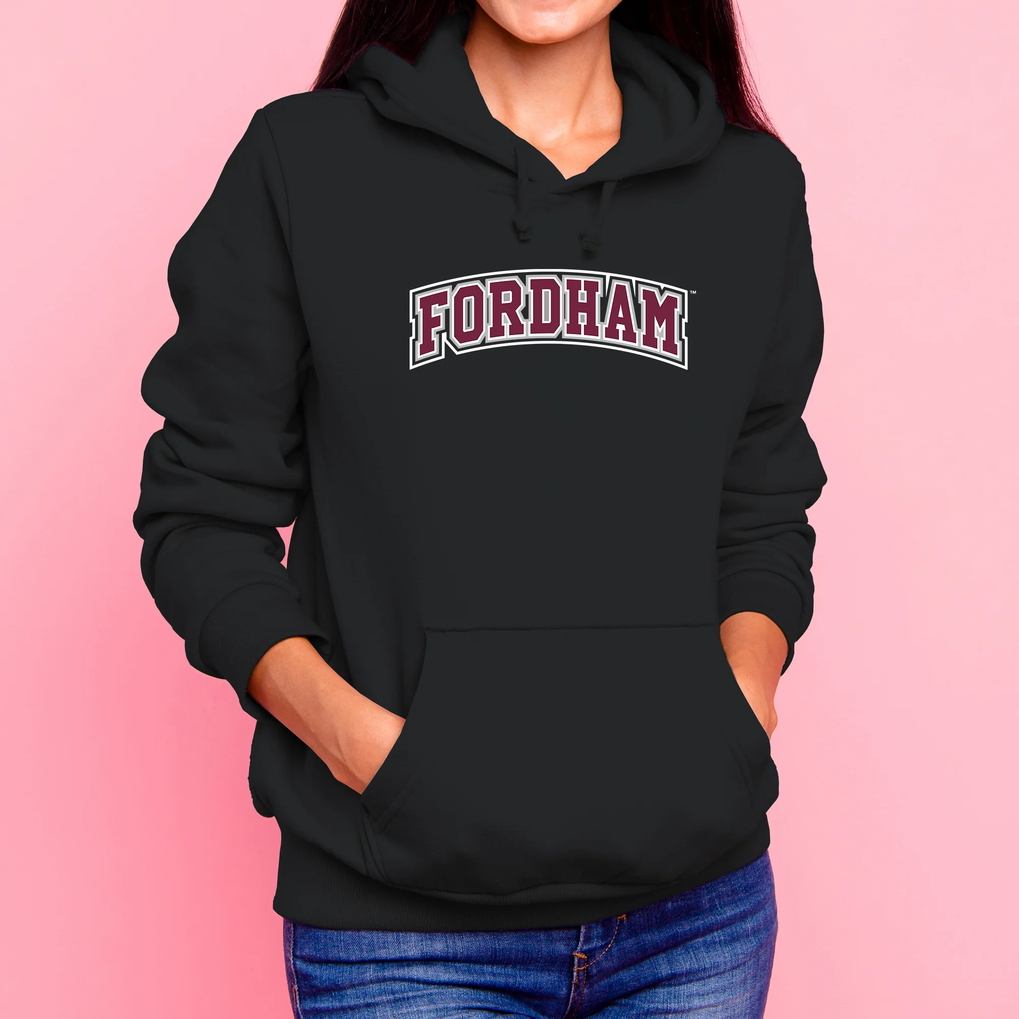 Fordham University Rams Basic Block Hoodie - Black - Image 4