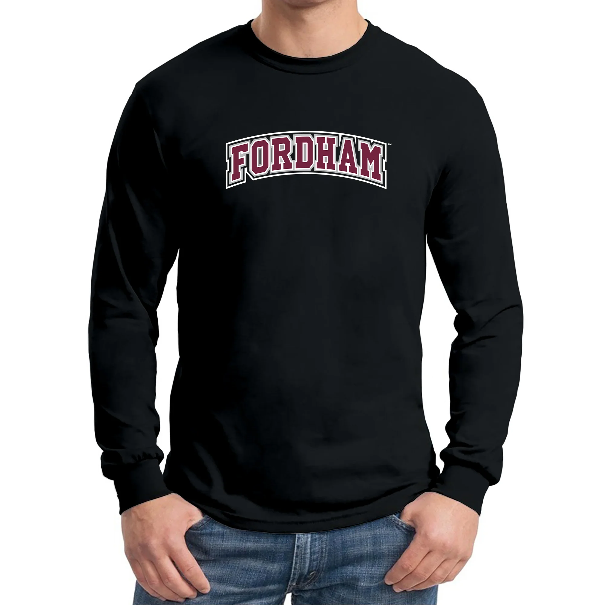Fordham University Rams Basic Block Long Sleeve T-Shirt - Black - Image 3