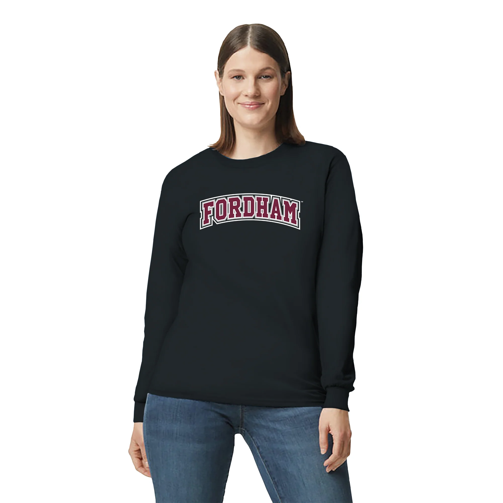 Fordham University Rams Basic Block Long Sleeve T-Shirt - Black - Image 4