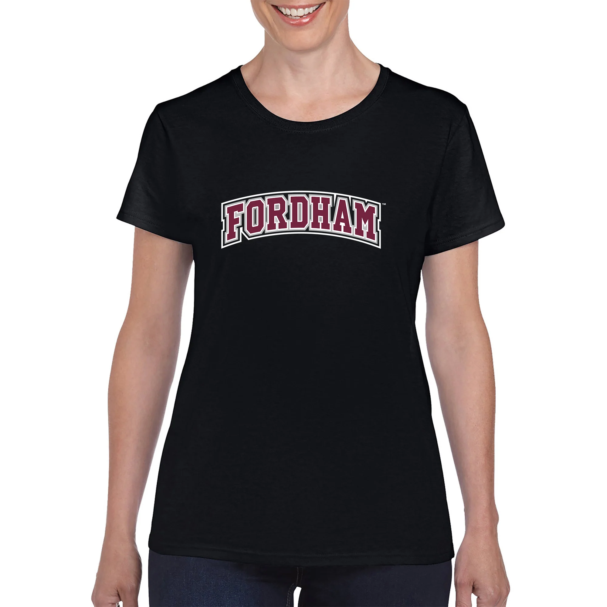 Fordham University Rams Basic Block Women's T-Shirt - Black - Image 3