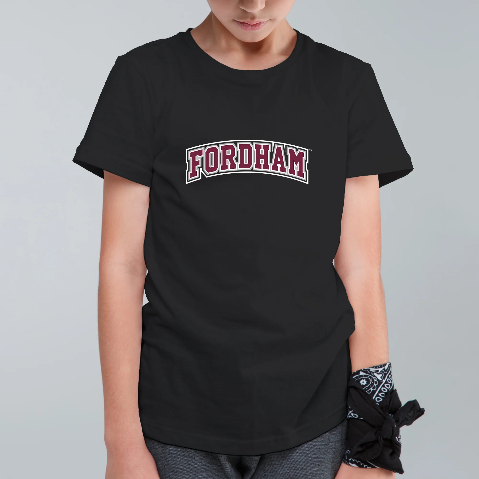 Fordham University Rams Basic Block Youth T-Shirt - Black - Image 3