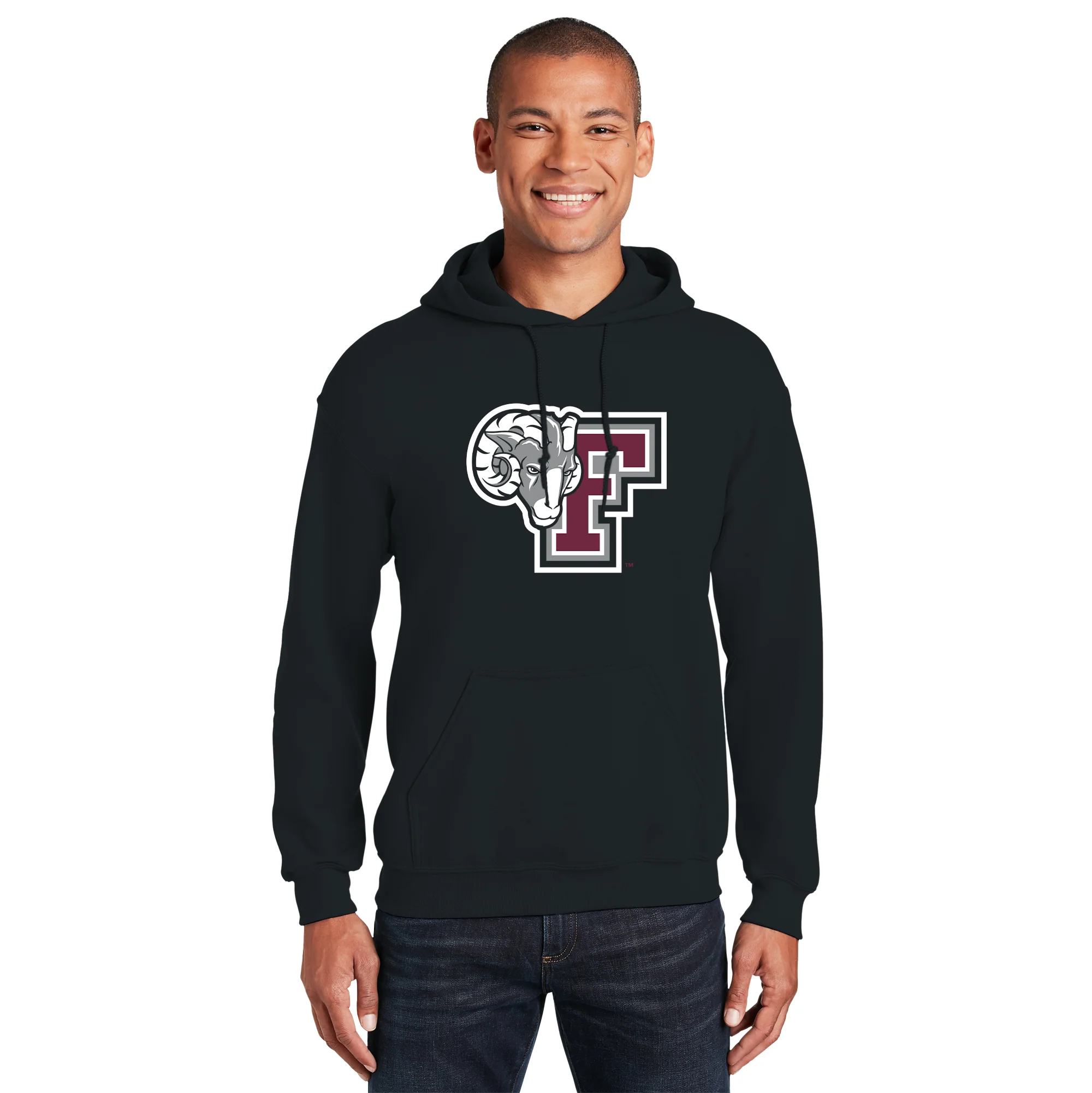 Fordham University Rams Primary Logo Hoodie - Black - Image 3