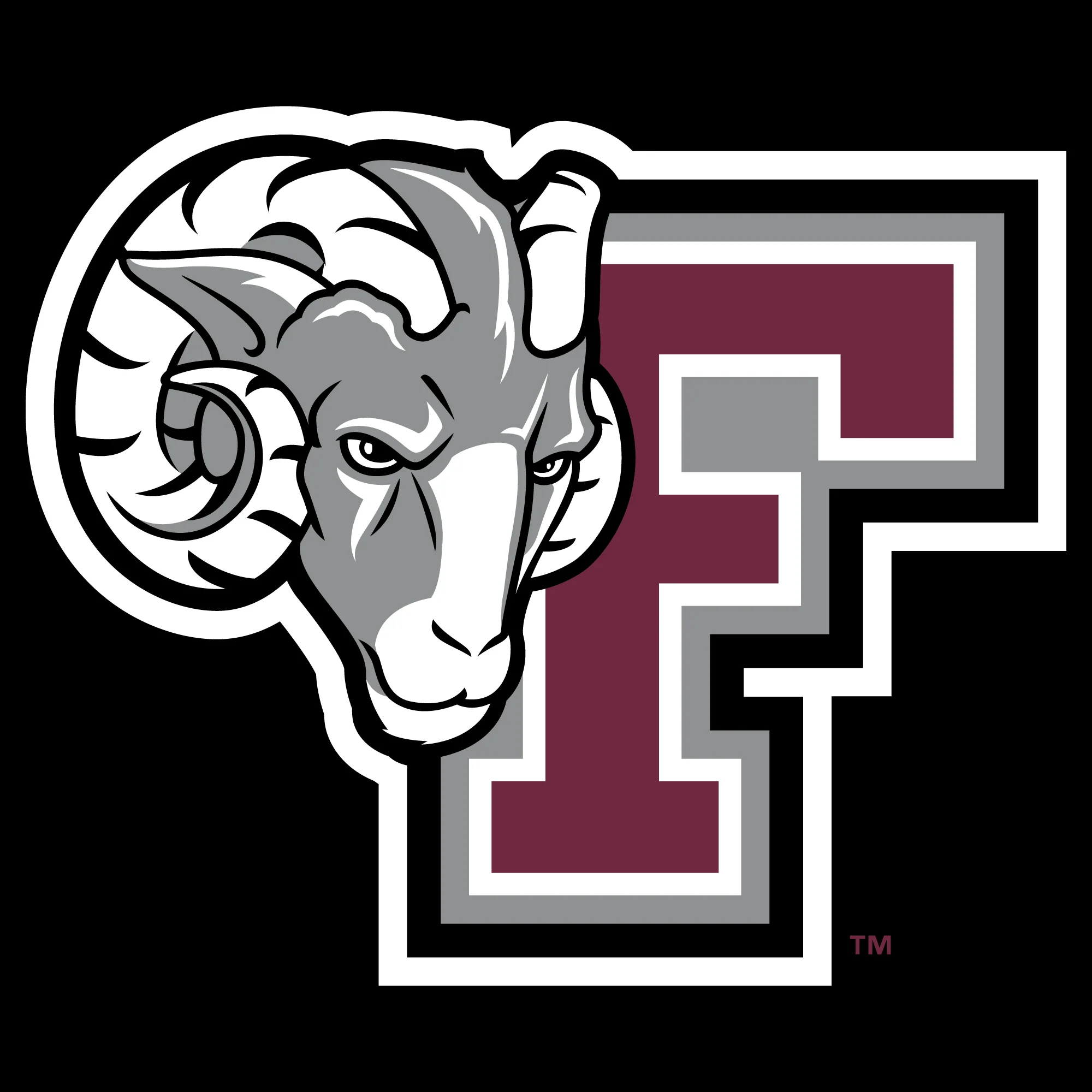 Fordham University Rams Primary Logo Long Sleeve T-Shirt - Black - Image 2