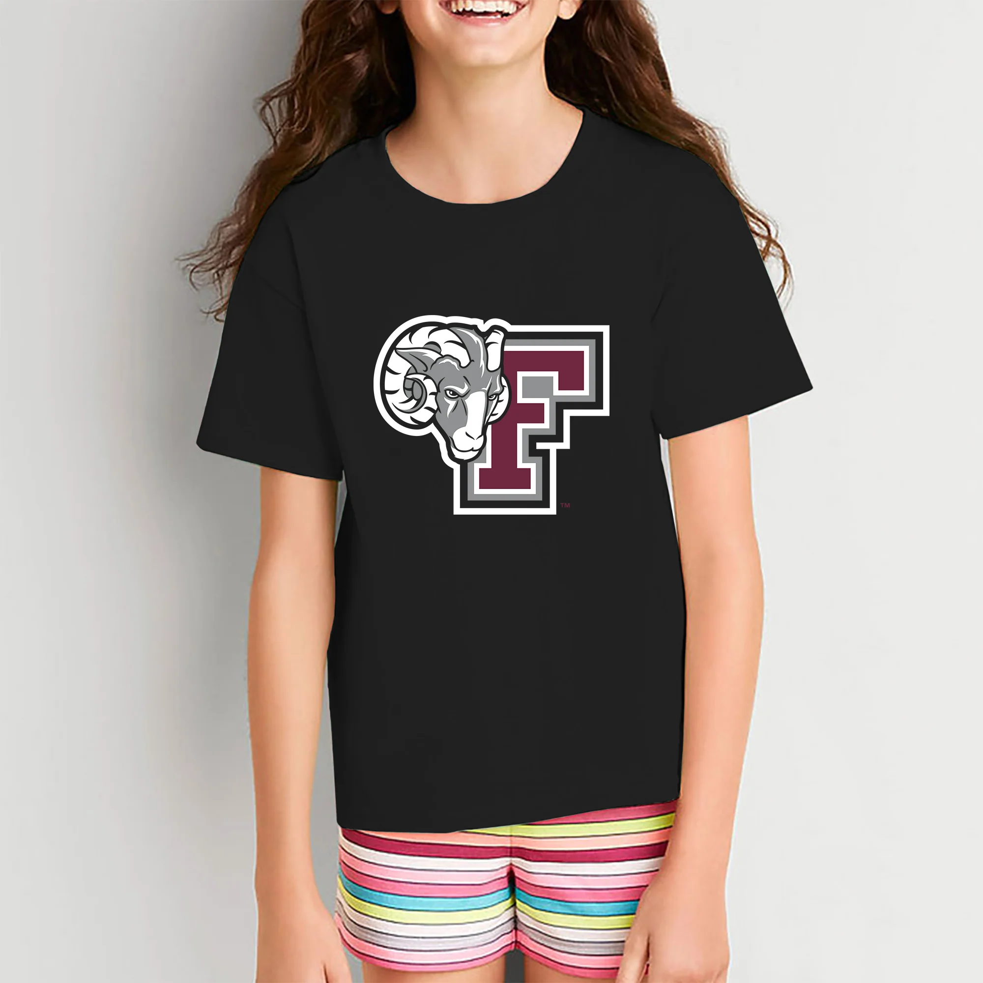 Fordham University Rams Primary Logo Youth T-Shirt - Black - Image 4