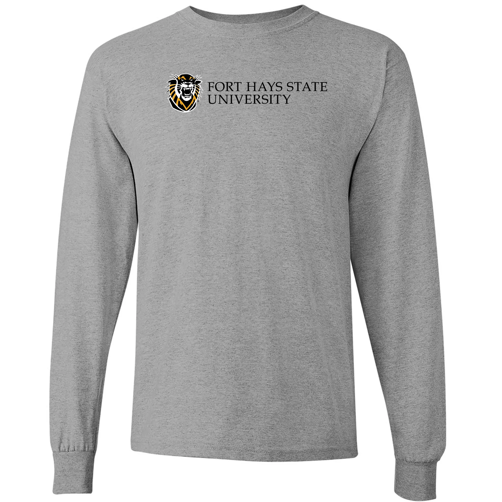 Fort Hays State Institutional Logo Long Sleeve - Sport Grey