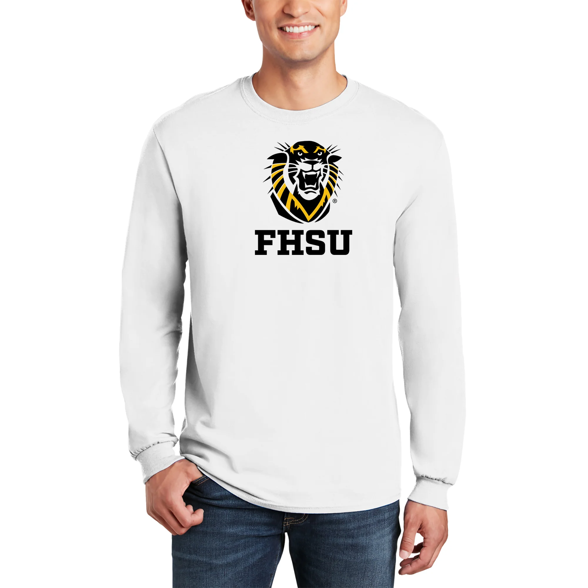 Fort Hays State Primary Logo Long Sleeve - White - Image 3