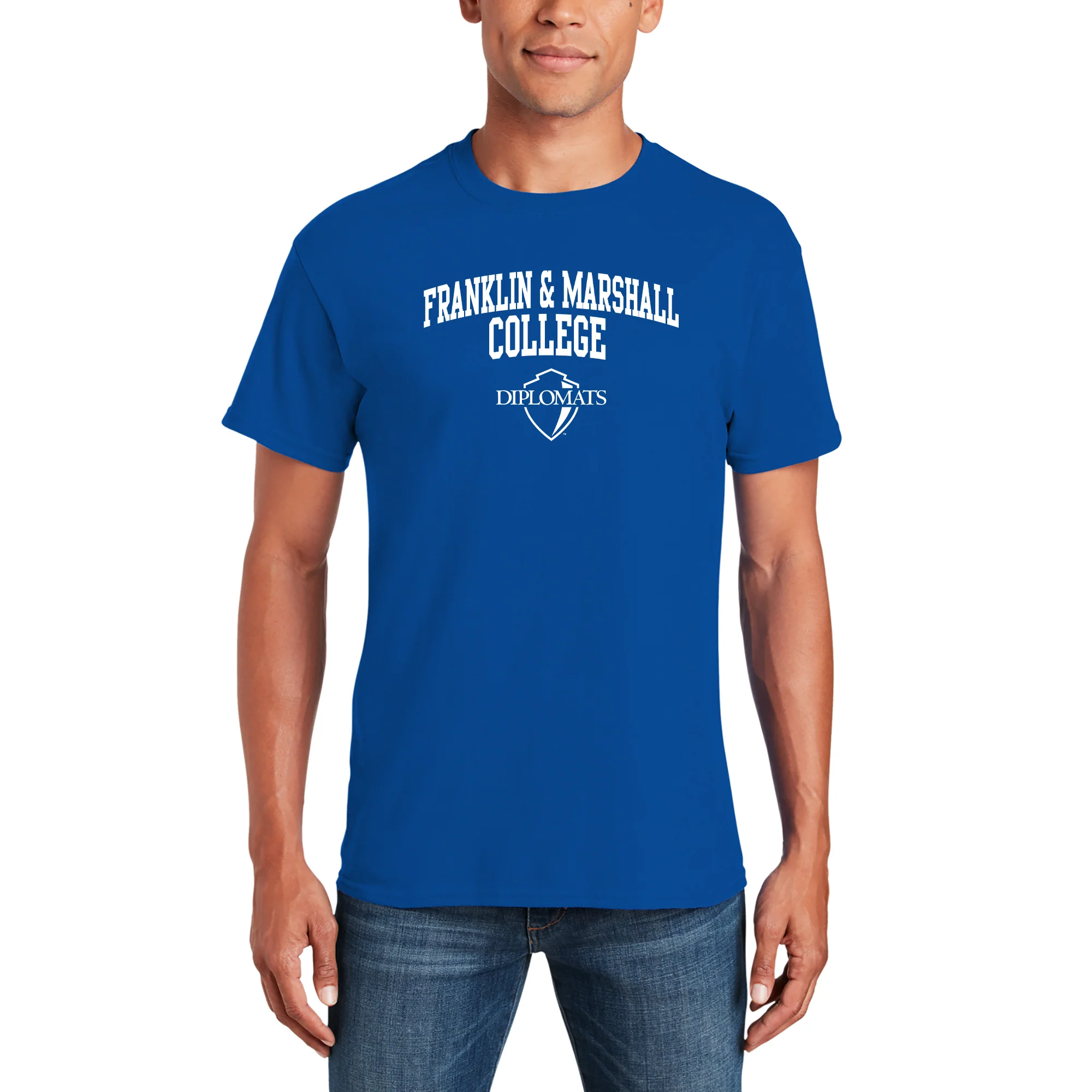 Franklin & Marshall College Diplomats Arch Logo T Shirt - Royal - Image 3