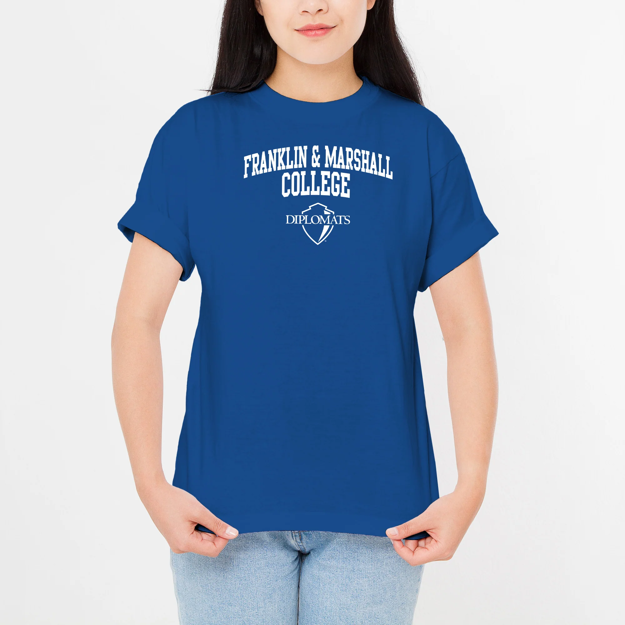 Franklin & Marshall College Diplomats Arch Logo T Shirt - Royal - Image 4