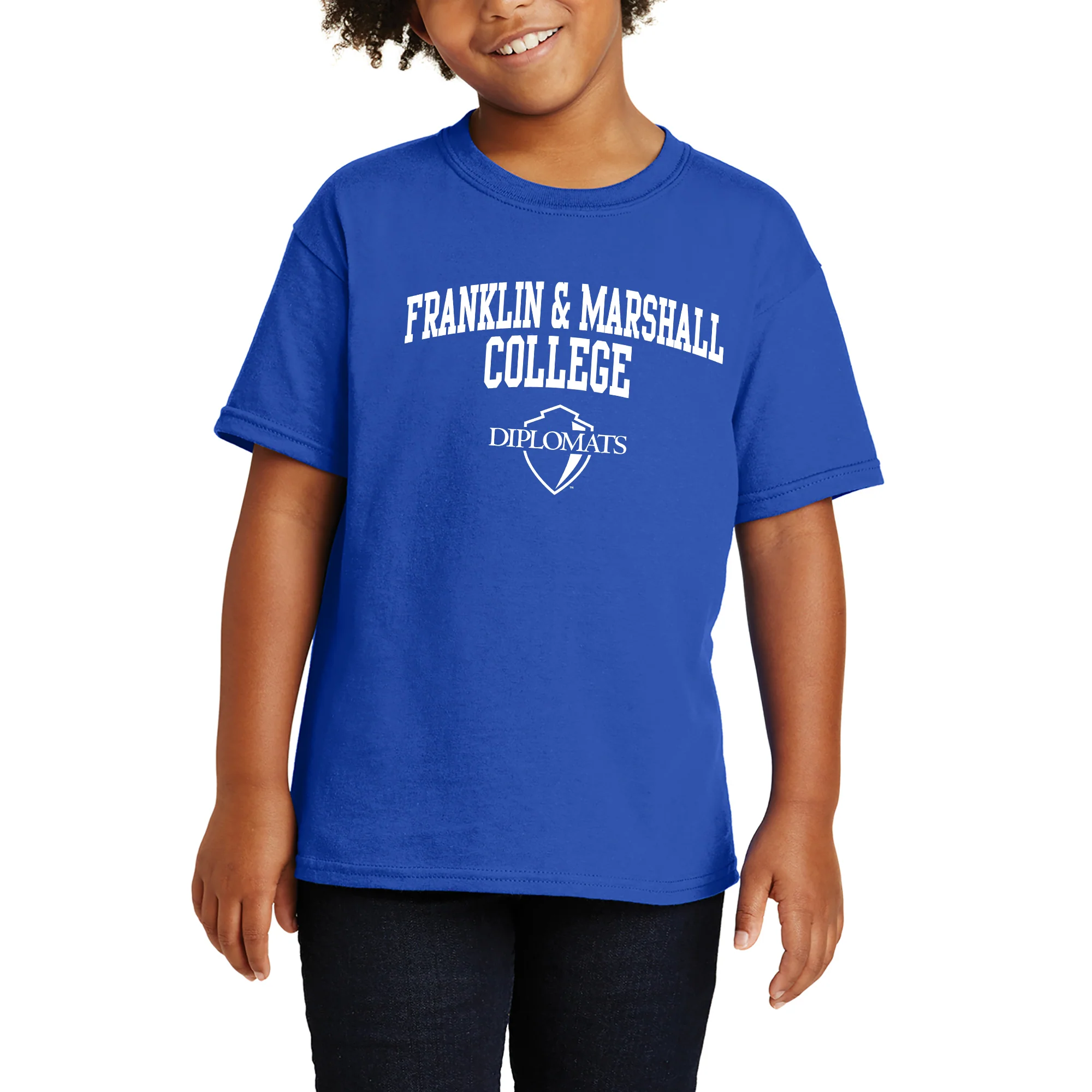Franklin & Marshall College Diplomats Arch Logo Youth T Shirt - Royal - Image 3