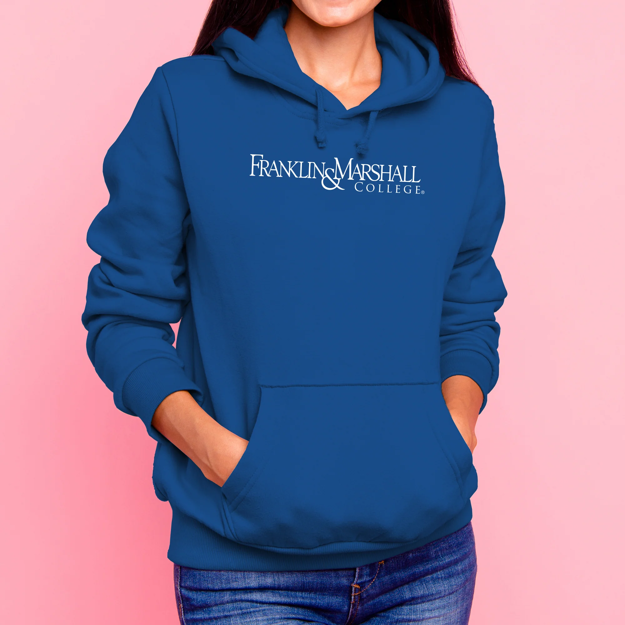 Franklin & Marshall College Diplomats Basic Block Hoodie - Royal - Image 4