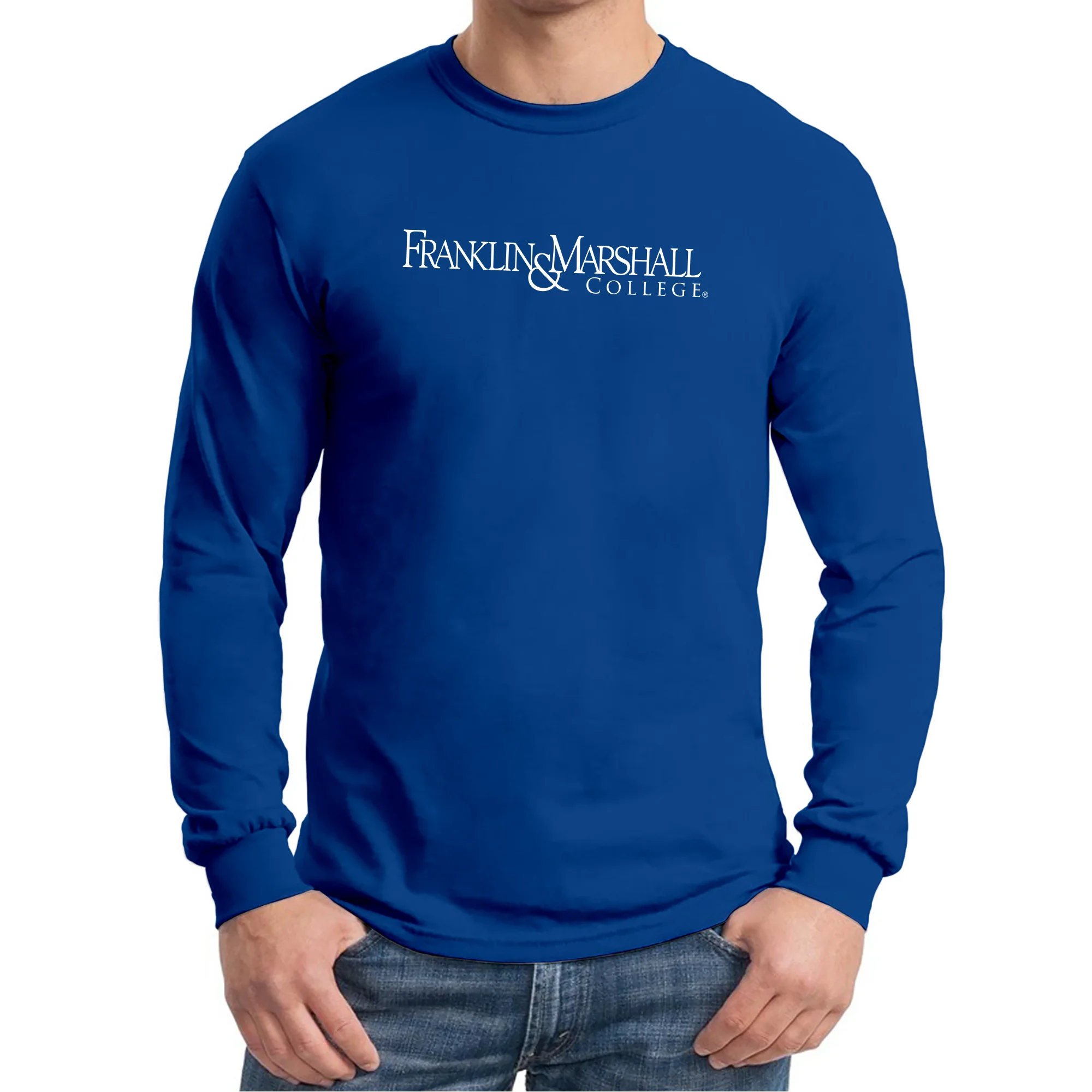 Franklin & Marshall College Diplomats Basic Block Long Sleeve T-Shirt - Royal - Image 3
