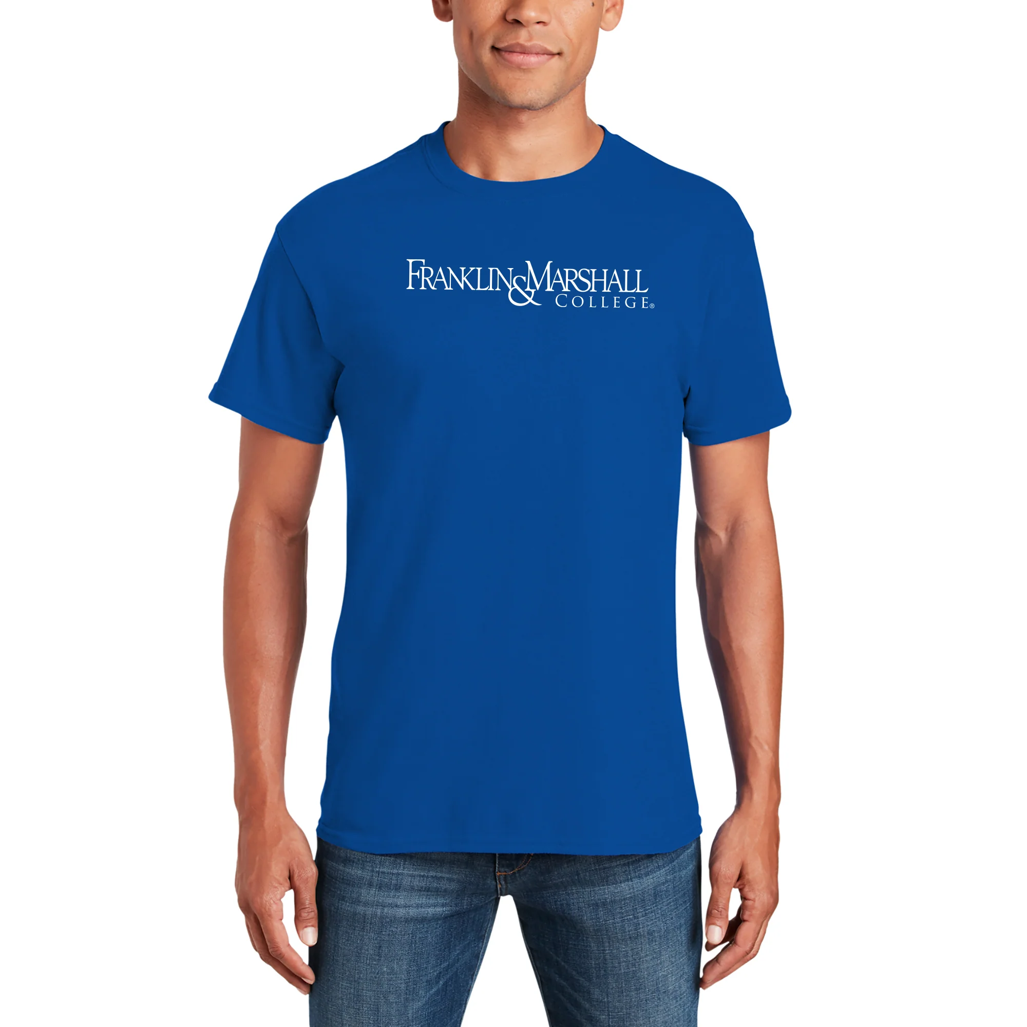 Franklin & Marshall College Diplomats Basic Block Short Sleeve T Shirt - Royal - Image 3