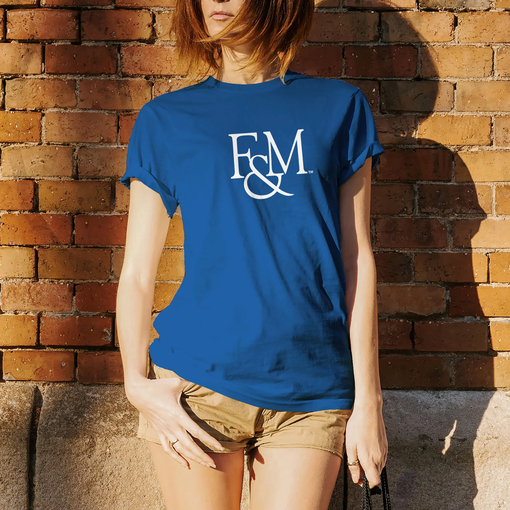 Franklin & Marshall College Diplomats Primary Logo T Shirt - Royal - Image 4