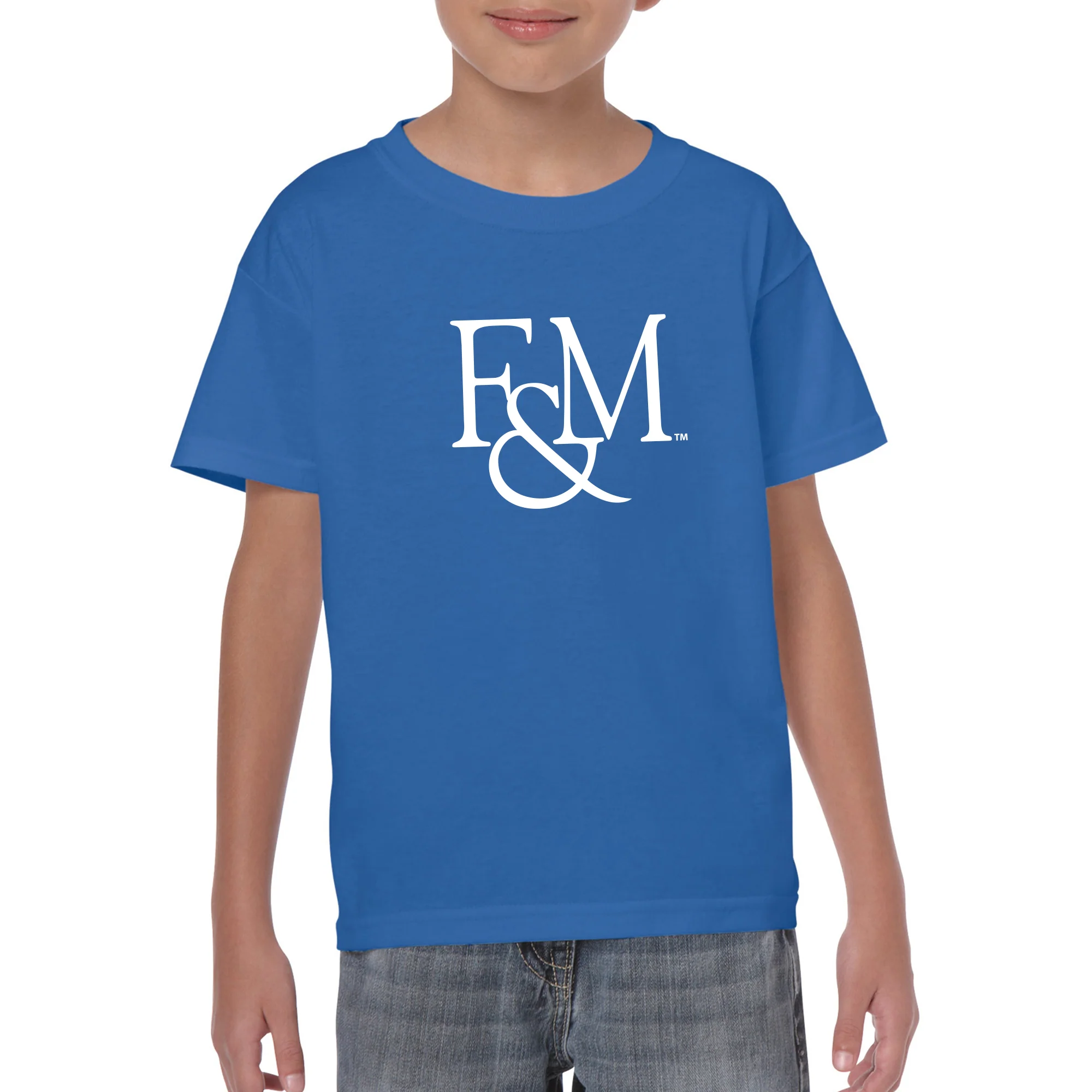 Franklin & Marshall College Diplomats Primary Logo Youth T Shirt - Royal - Image 3