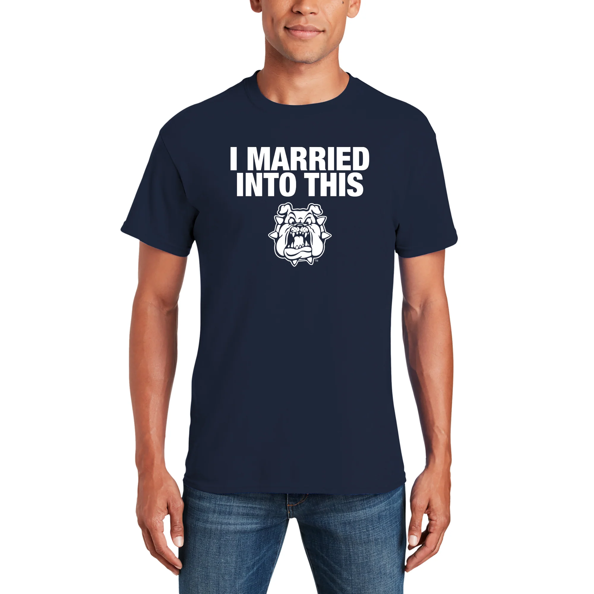 Fresno State Bulldogs I Married Into This T-Shirt - Navy - Image 3