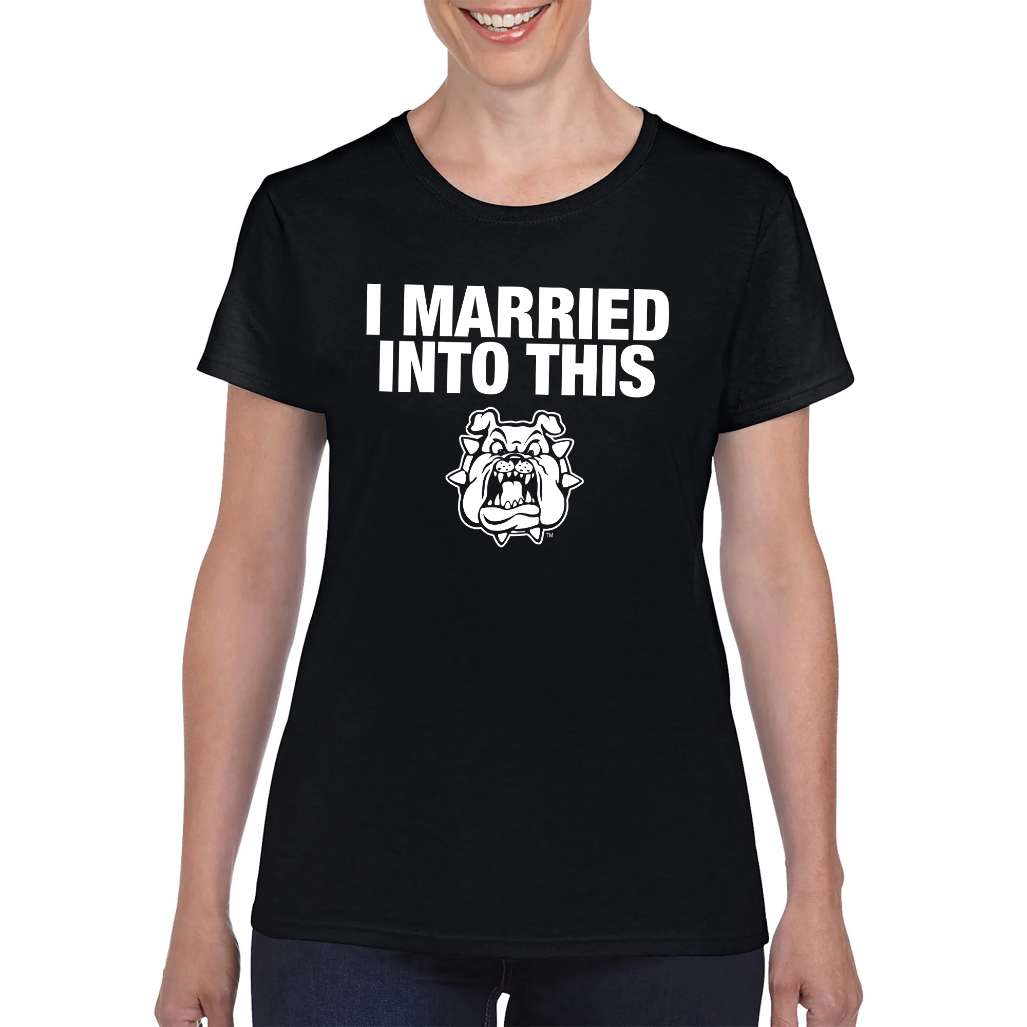 Fresno State Bulldogs I Married Into This Women's T-Shirt - Navy - Image 3