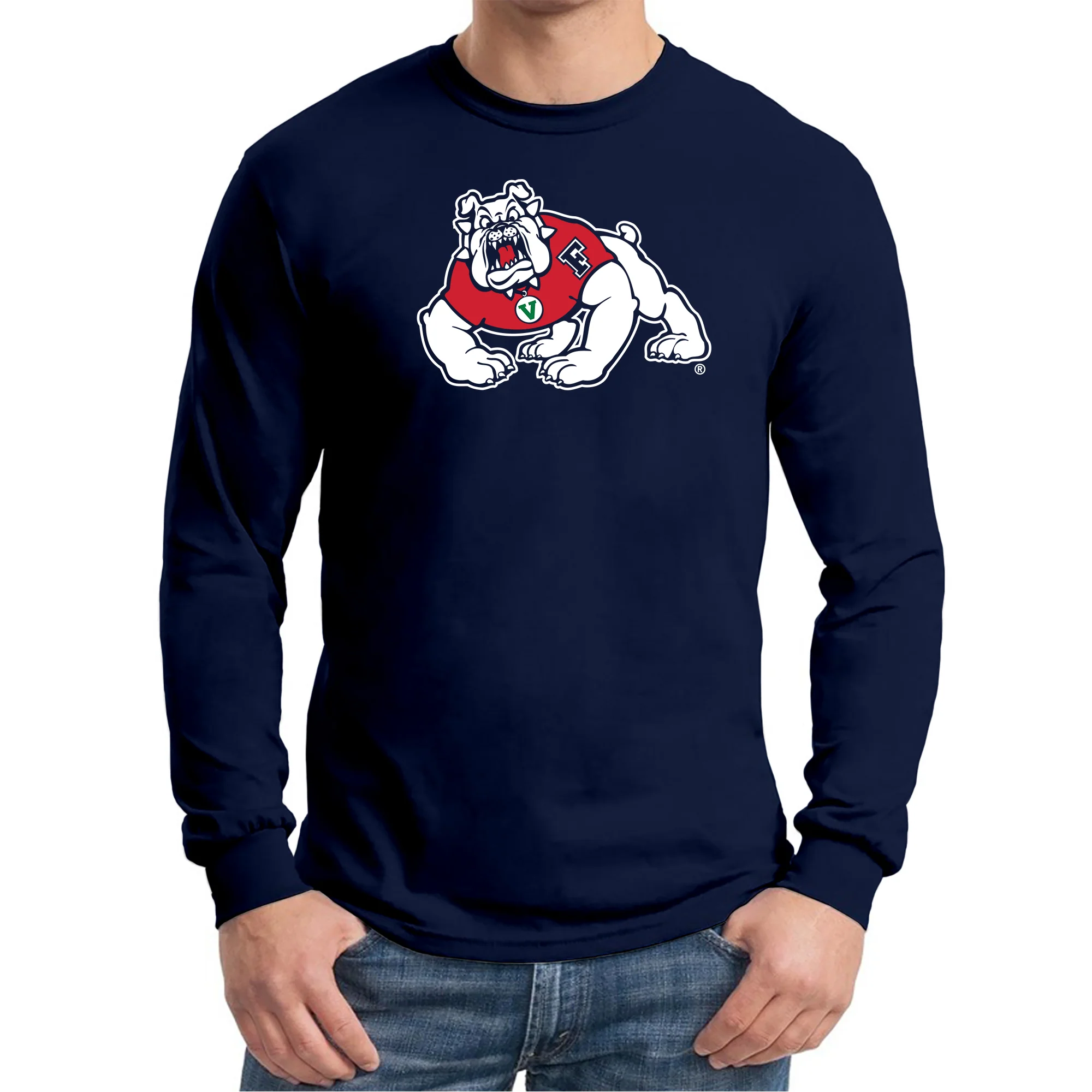Fresno State Bulldogs Primary Logo Long Sleeve T-Shirt - Navy - Image 3
