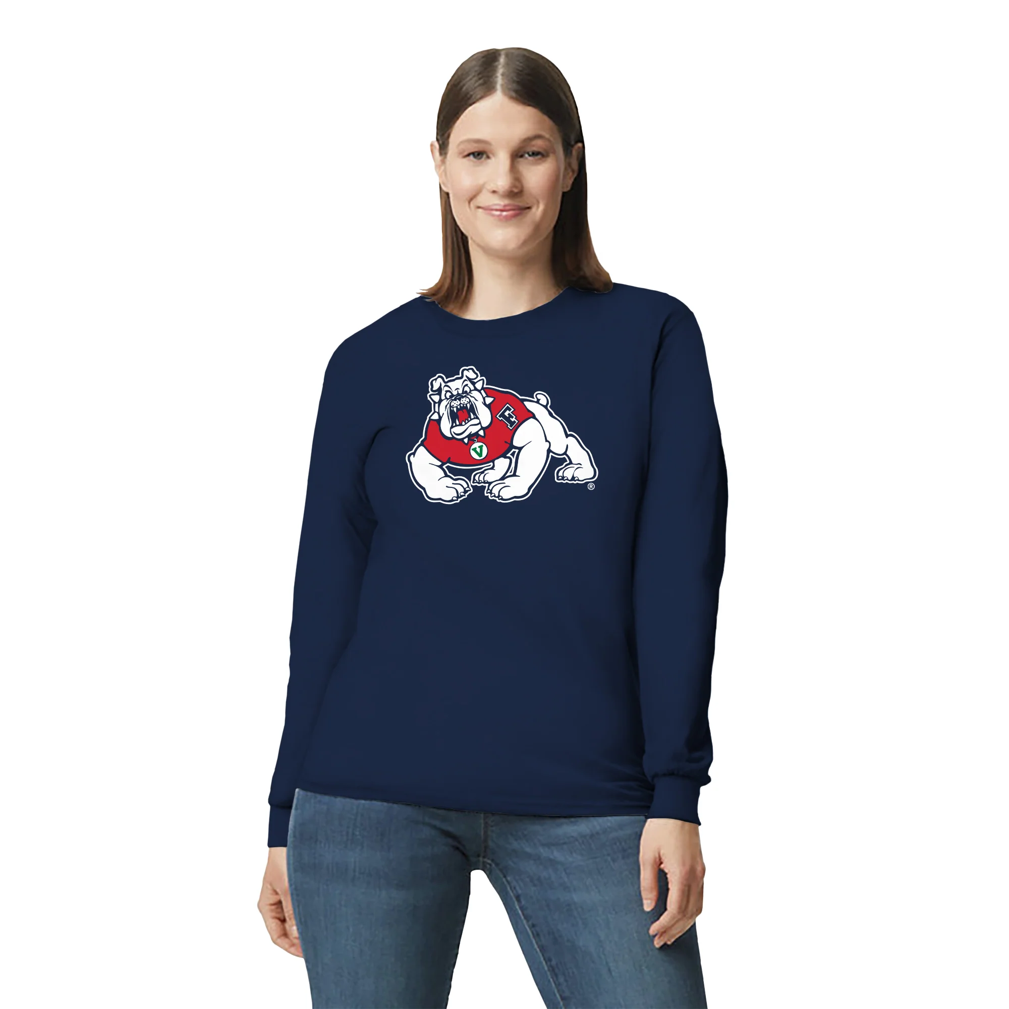 Fresno State Bulldogs Primary Logo Long Sleeve T-Shirt - Navy - Image 4