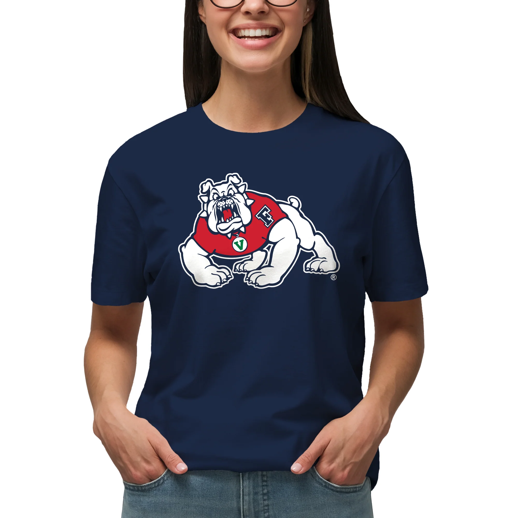Fresno State Bulldogs Primary Logo T-Shirt - Navy - Image 4