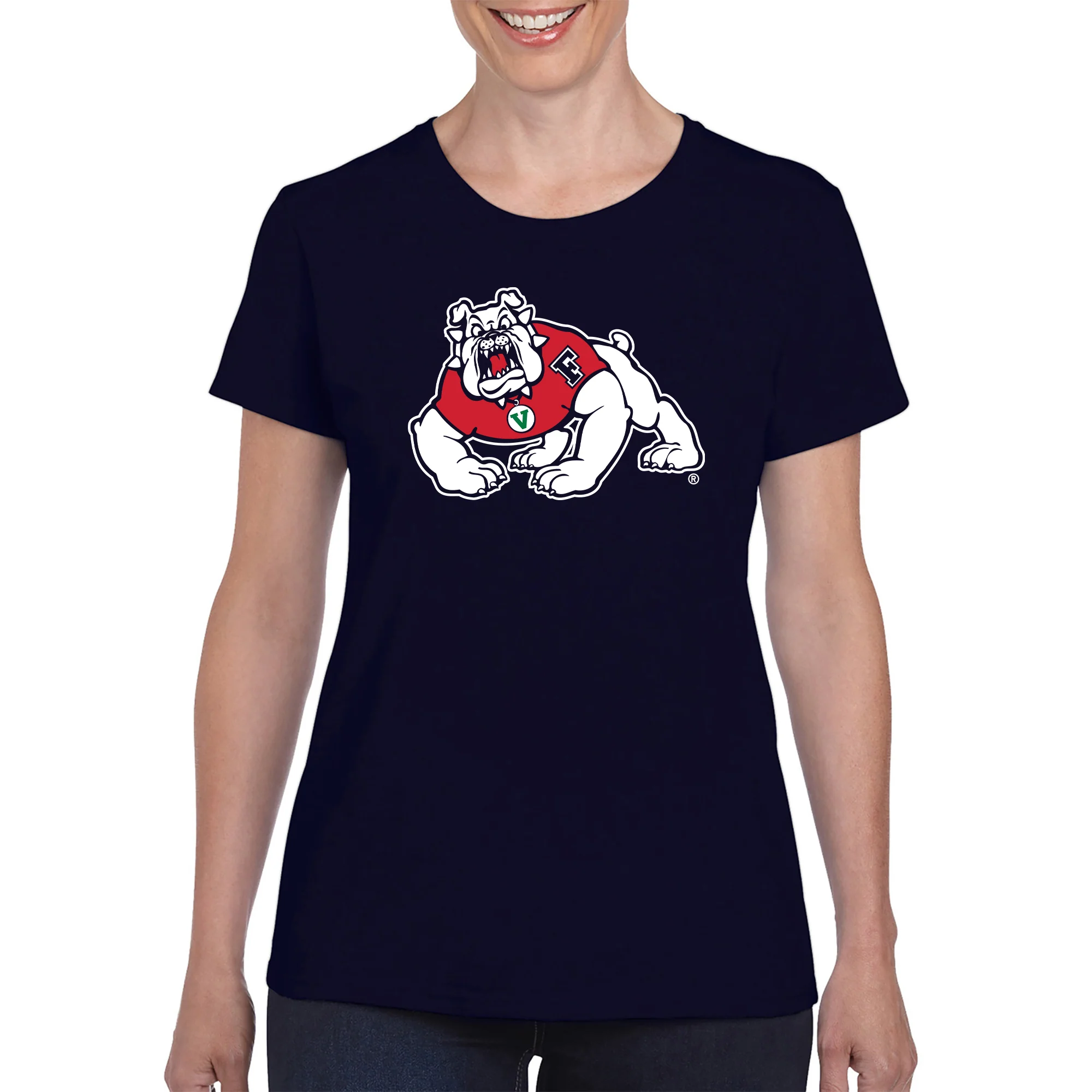 Fresno State Bulldogs Primary Logo Women's T-Shirt - Navy - Image 3
