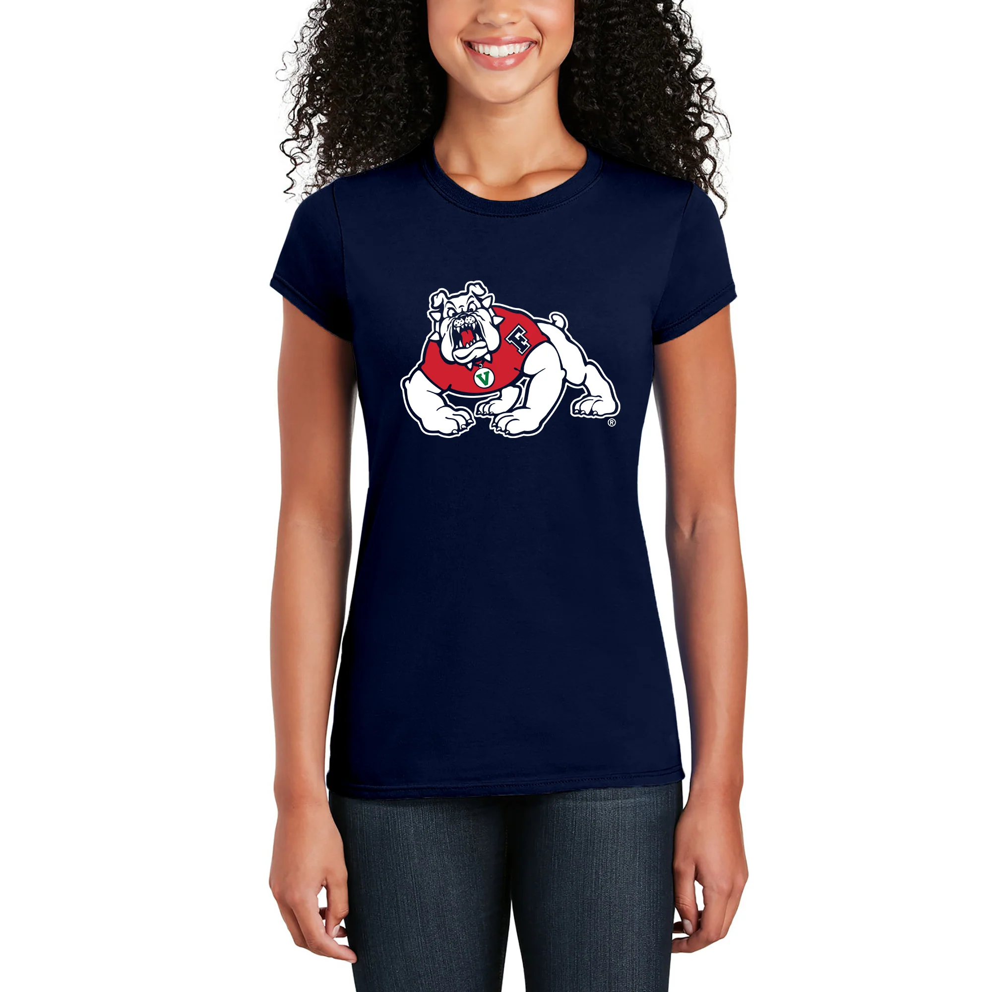 Fresno State Bulldogs Primary Logo Women's T-Shirt - Navy - Image 4