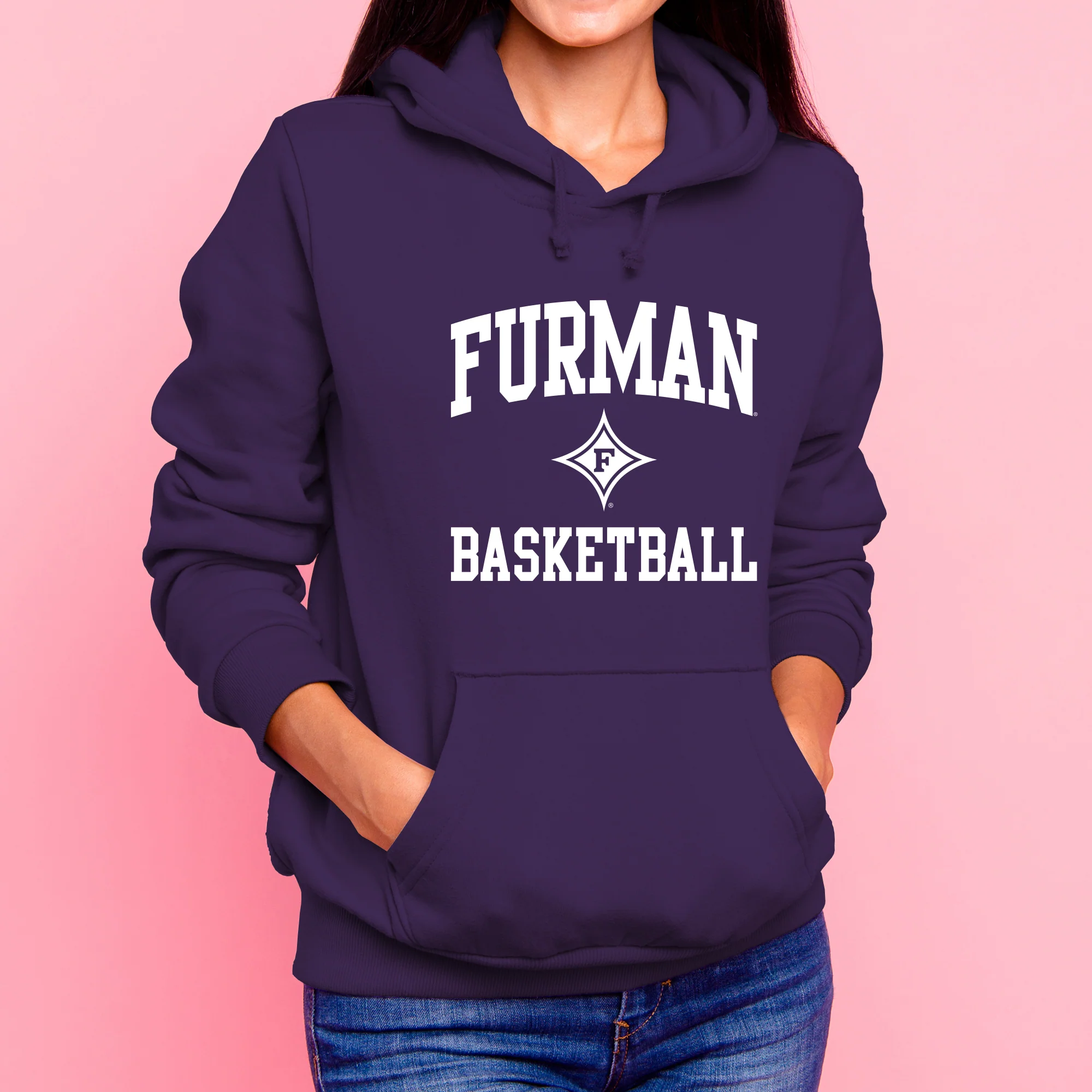 Furman Arch Logo Basketball Hoodie - Purple - Image 4