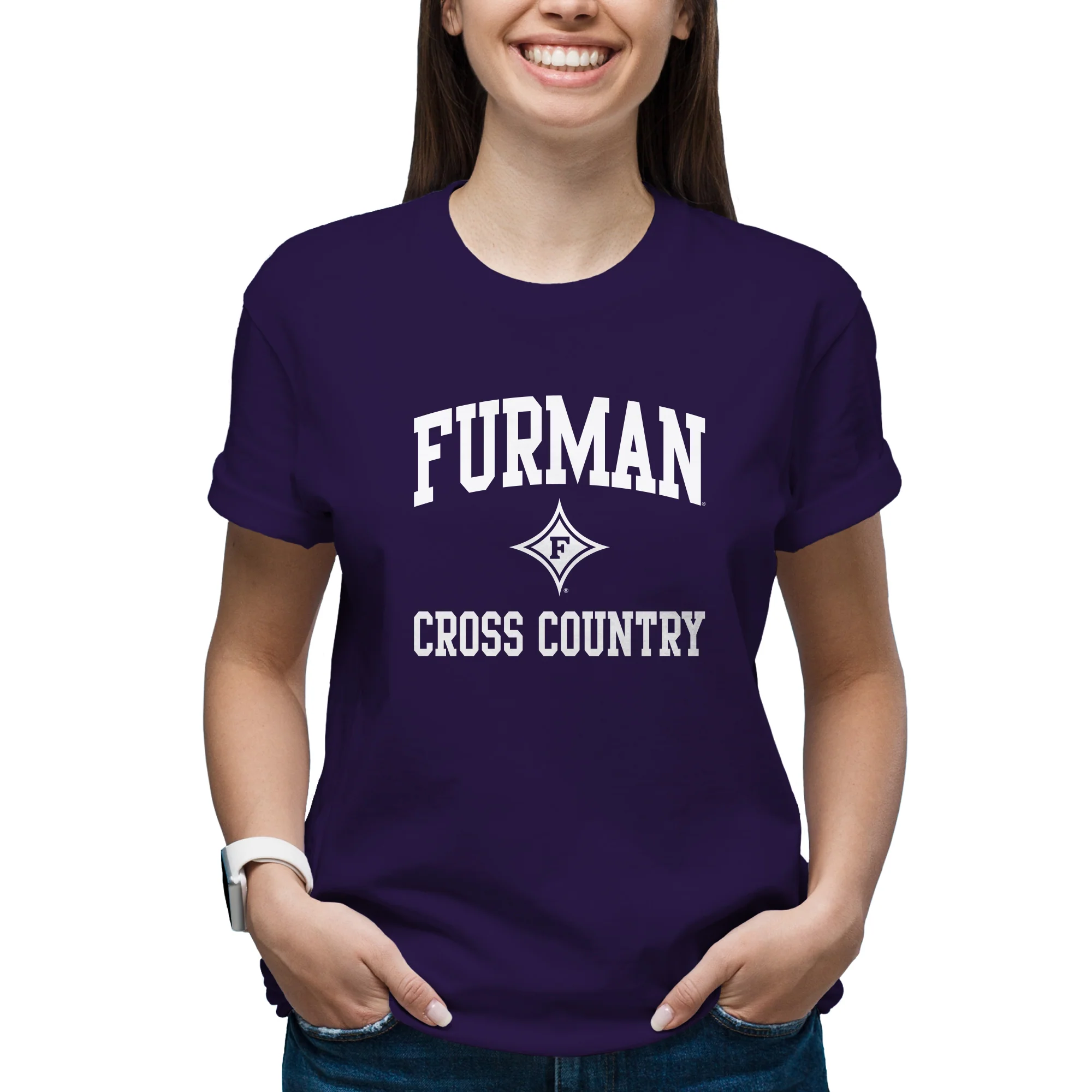 Furman Arch Logo Cross Country T-Shirt - Purple - Image 4