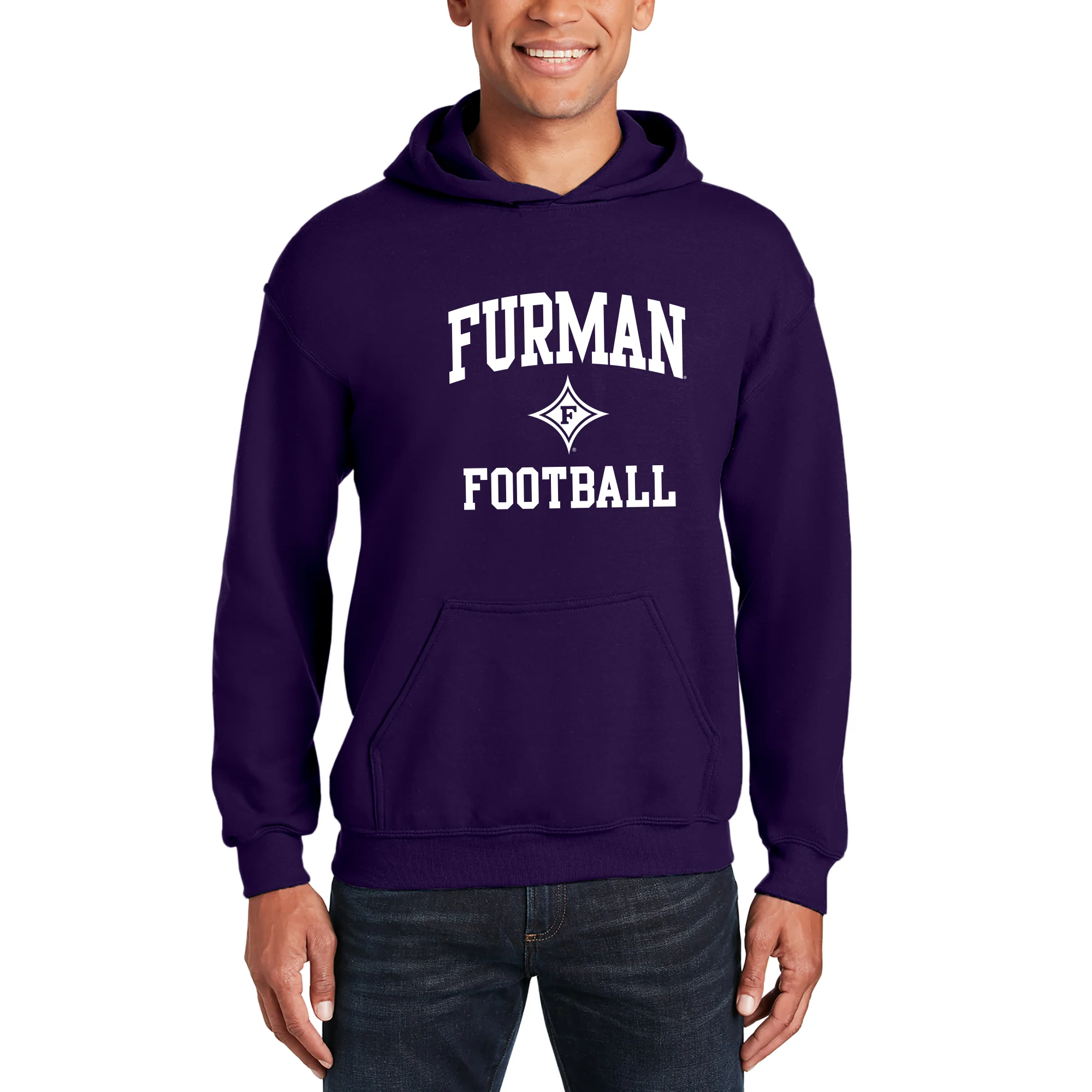 Furman Arch Logo Football Hoodie - Purple - Image 3
