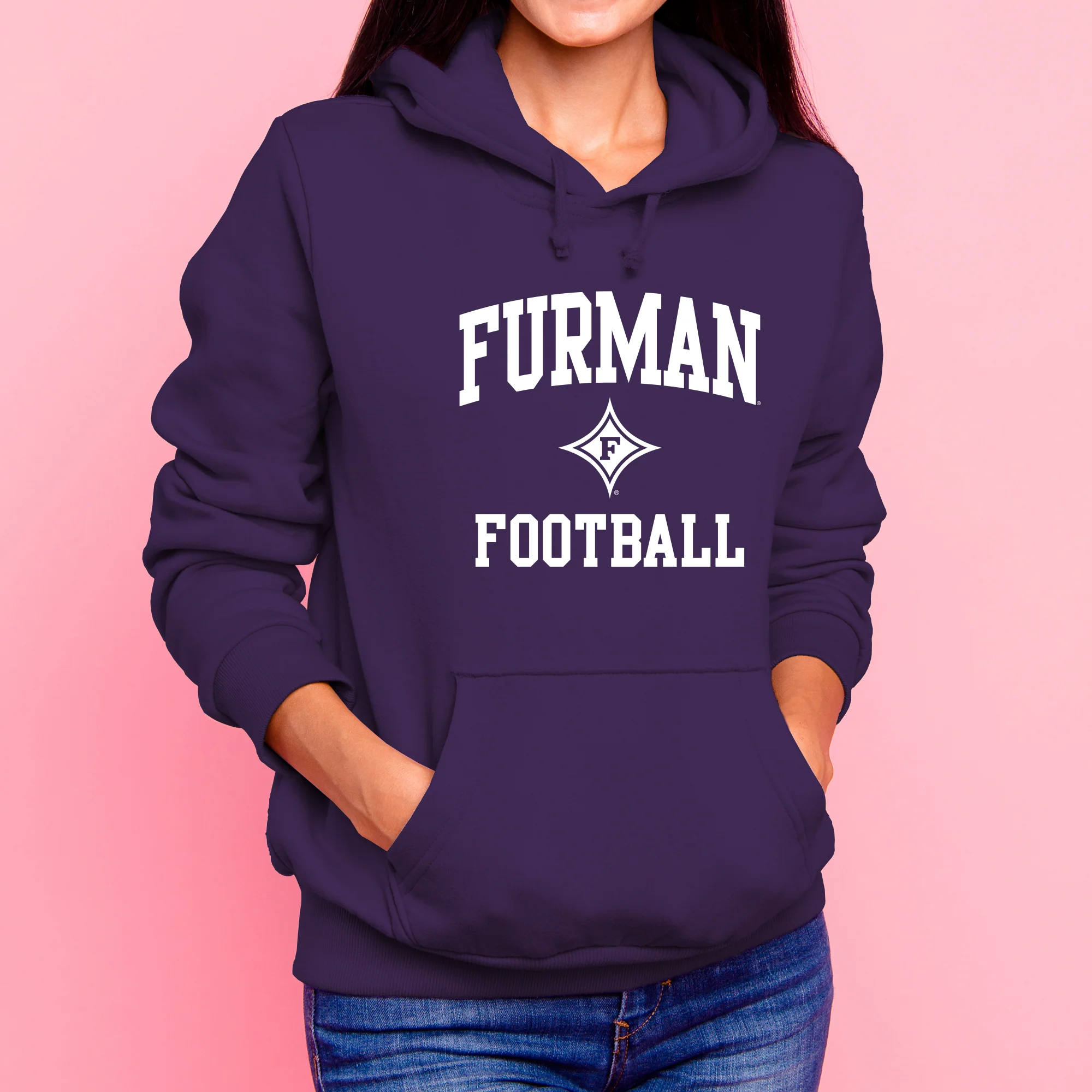 Furman Arch Logo Football Hoodie - Purple - Image 4