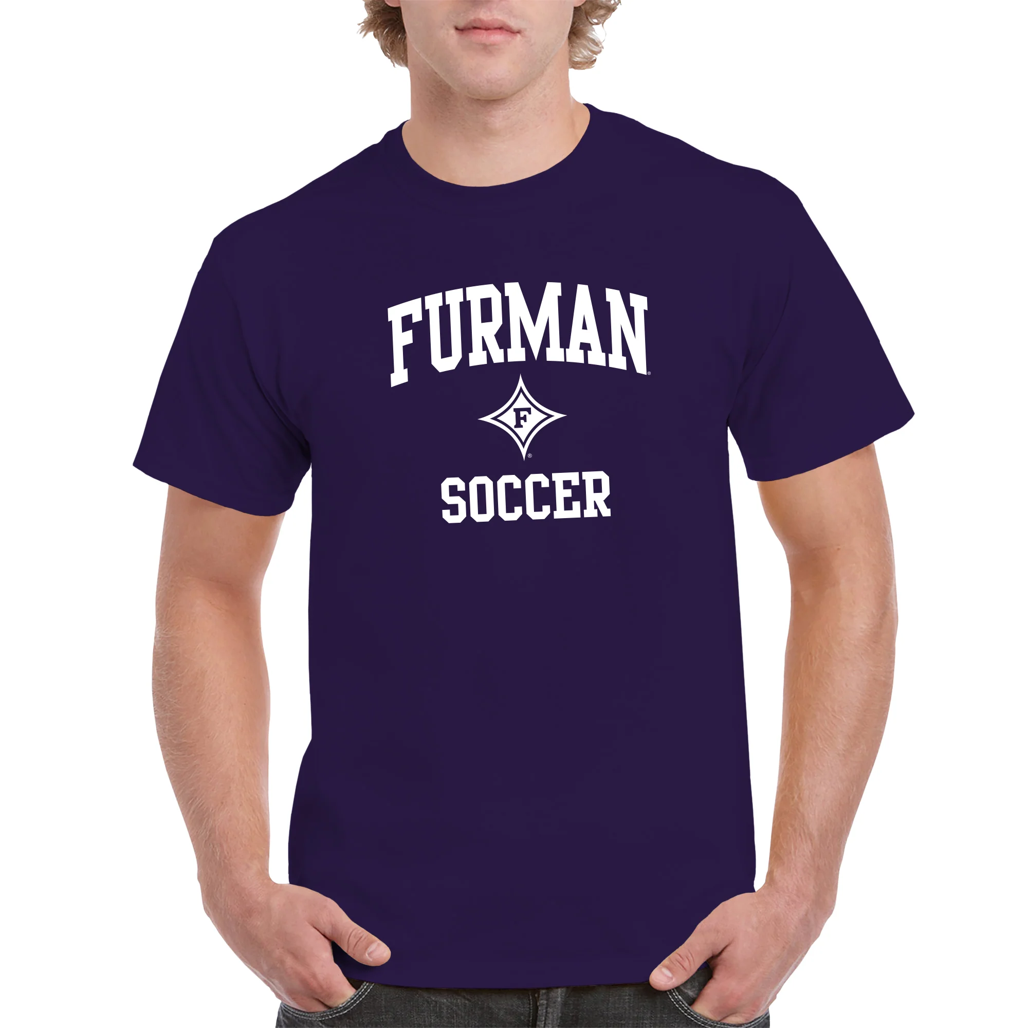 Furman Arch Logo Soccer T-Shirt - Purple - Image 3